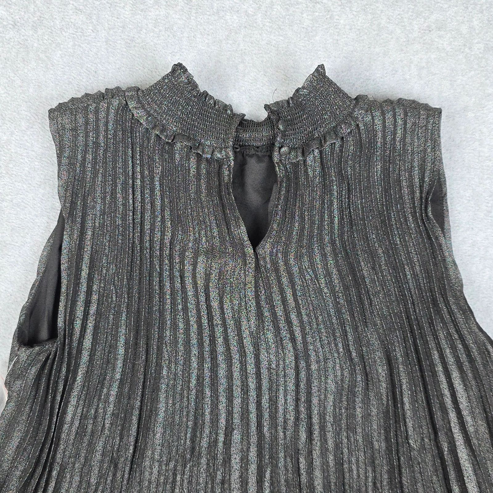 Nanette Lepore Nanette Lepore Medium Blk Sleeveless Accordion Pleat Blouse Size M / US 6-8 / IT 42-44 - 7 Thumbnail