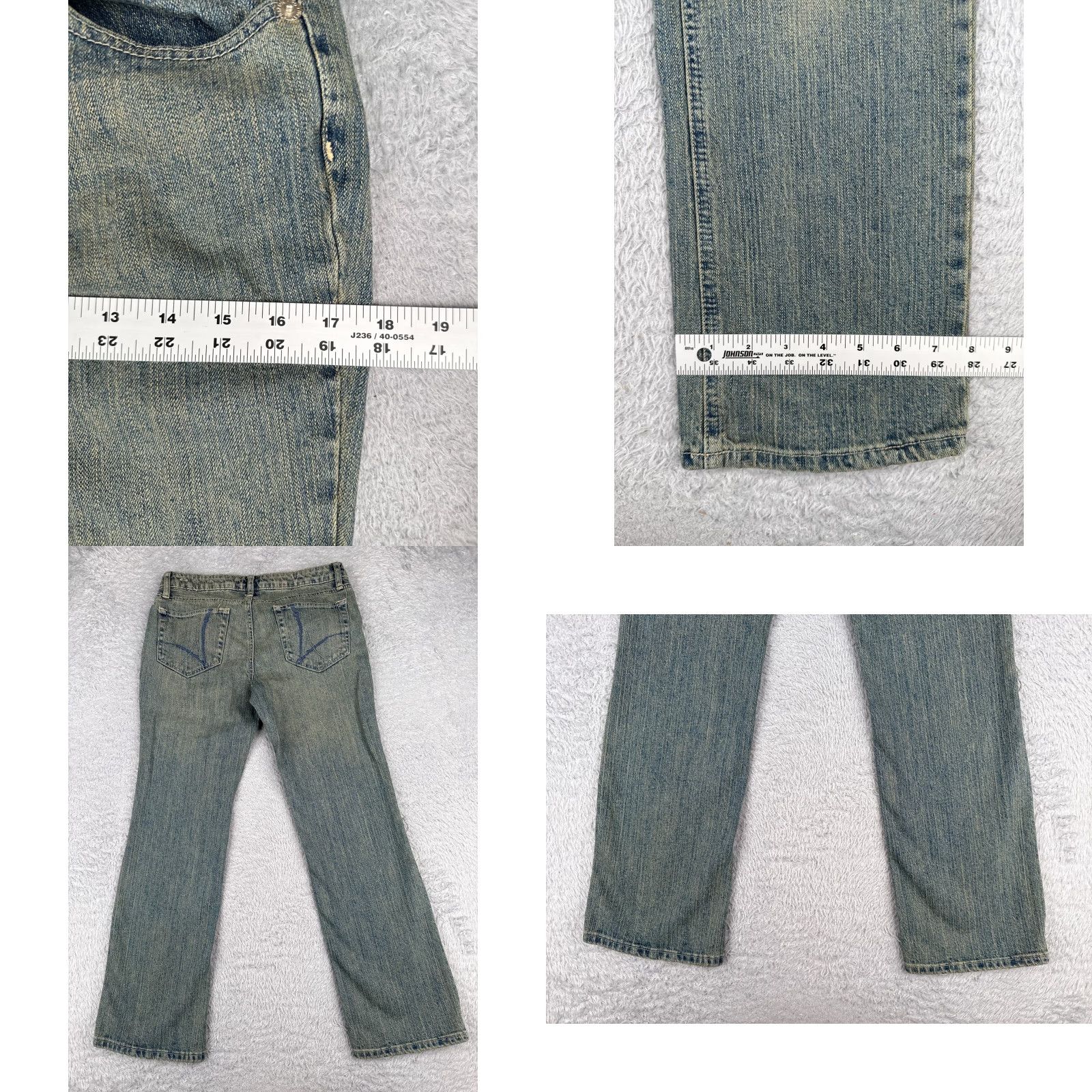 Vintage Arizona Jeans Co Juniors 7 S Blue Denim Med Wash Low Rise Cotton Blend 29x27 Jeans Womens 5-Pocket Rock Flared Distressed Pockets Vintage No Size 28" / US 6 / IT 42 - 9 Thumbnail