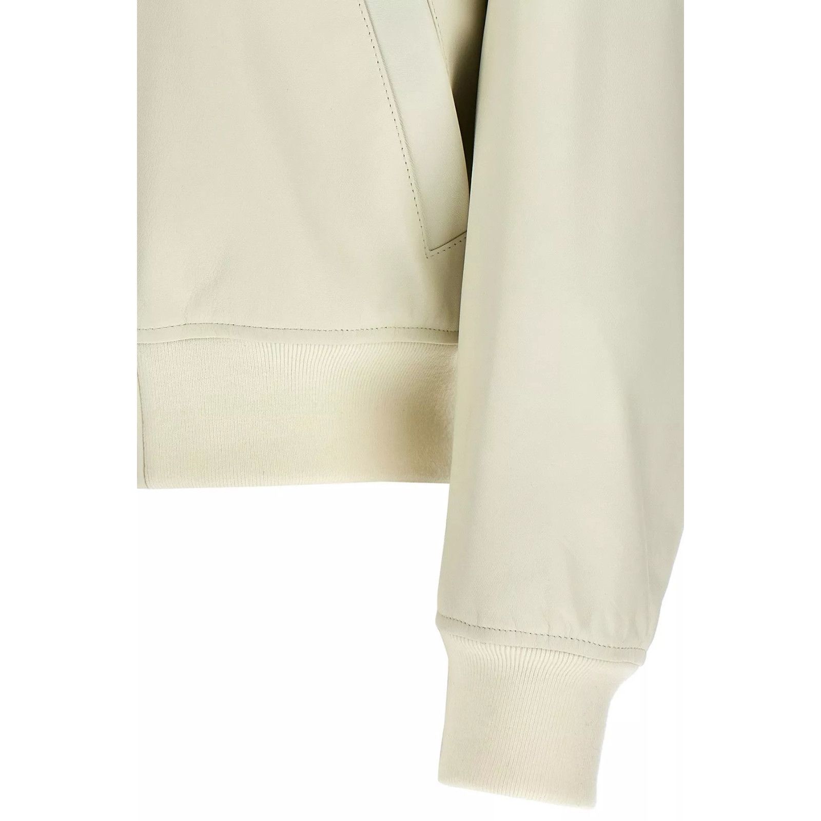 Jil Sander JIL SANDER White Leather Bomber Jacket New & Authentic (Wome Size ONE SIZE - 4 Thumbnail