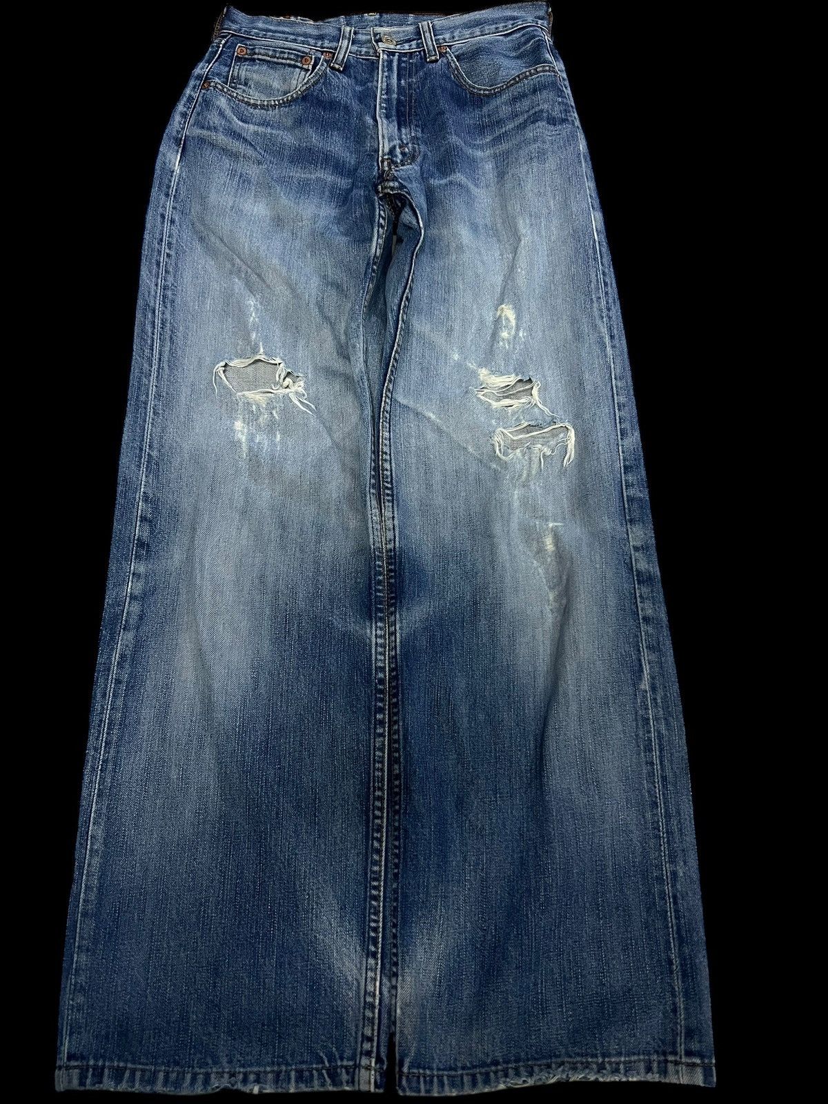 Levi's × Levi's Vintage Clothing 💥Baggy💥Vintage Levis 504 Light Wash Distress Jean Size US 27 - 1 Thumbnail