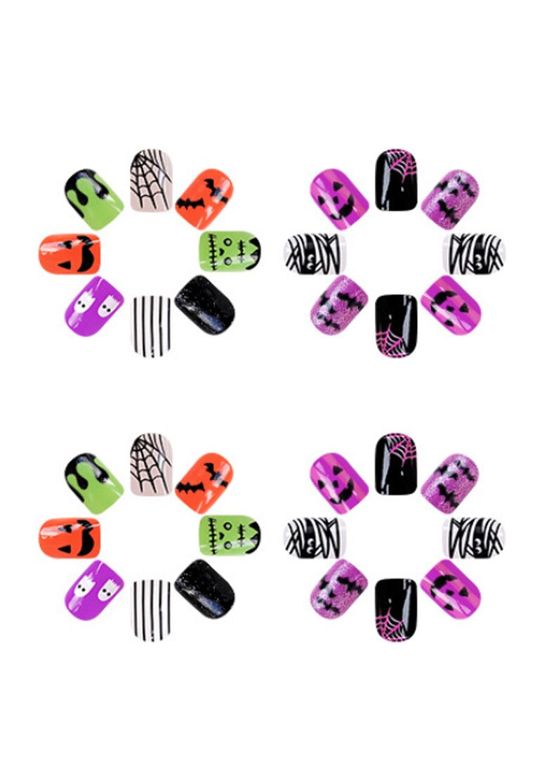 Other Halloween Press on Fake Nails Short Square with Ghost Design Size ONE SIZE - 4 Thumbnail