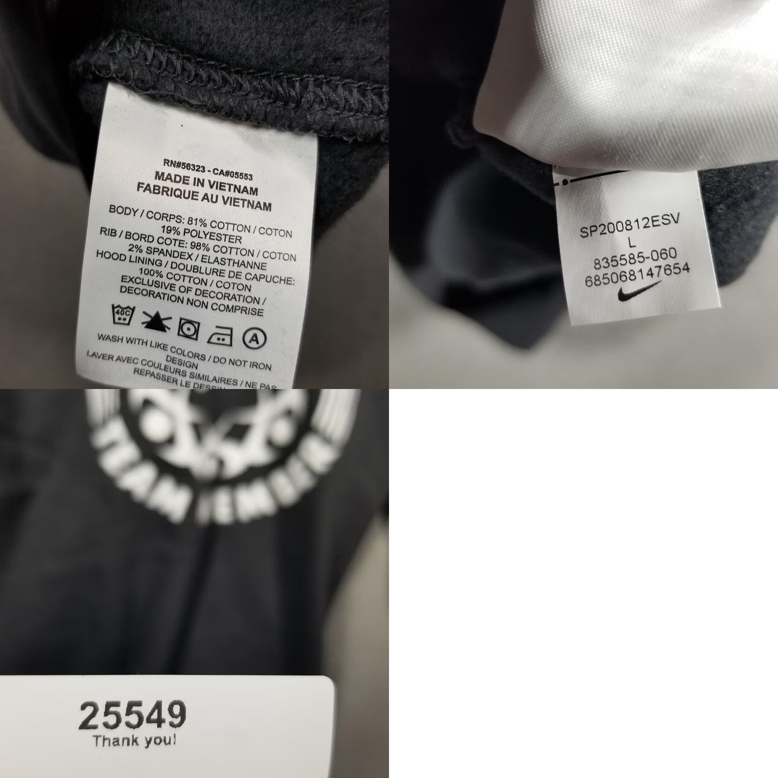 Nike Nike Hoodie Mens Large Club Fleece Employee Issue Team Swoosh 835585-060 Gray Cloud Size US L / EU 52-54 / 3 - 9 Thumbnail