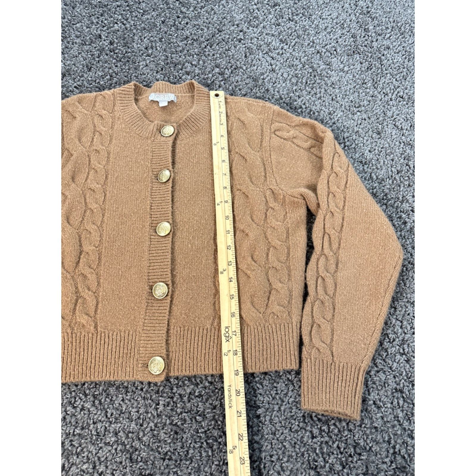 J.Crew VINTAGE J.CREW Cardigan Sweater Womens XXS Brown Cable Knit Chunky Gold Button Wool Crew Neck Boys? Size XXS / US 00 / IT 34 - 2 Thumbnail