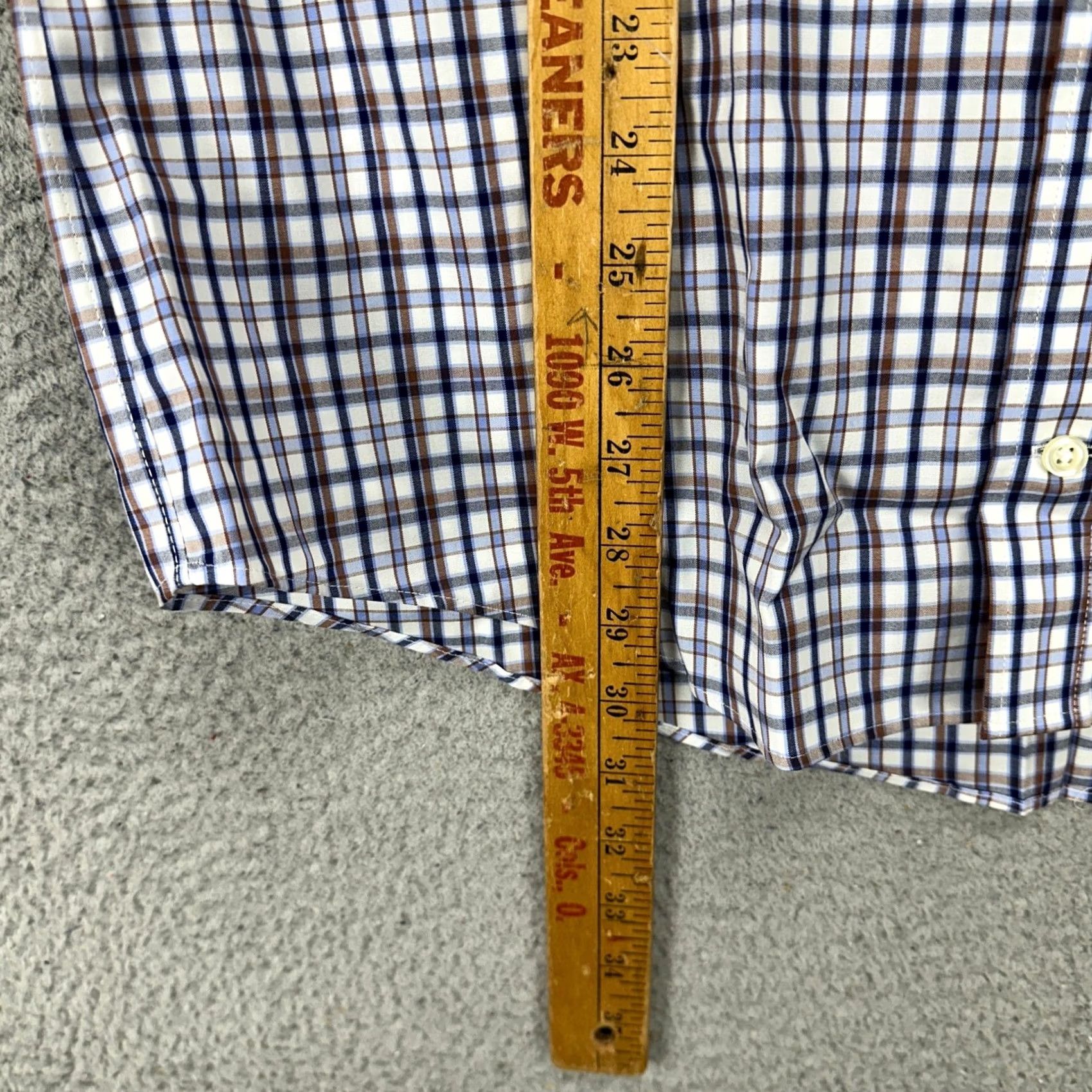 Vintage Kirkland Pima Cotton Shirt Dress Men 15.5 32-33 Blue Brown Plaid Button-Up Shirt Mens Regular Long Sleeve Traditional NEW Size 42R - 7 Thumbnail