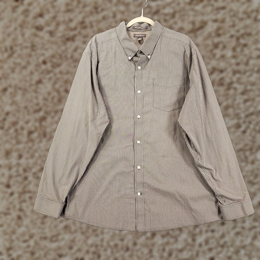 Eddie Bauer Eddie Bauer Shirt Mens 2XL Gray White Plaid Relaxed Fit Wrinkle Free Button Up Shirt Size US XXL / EU 58 / 5 - 1 Thumbnail