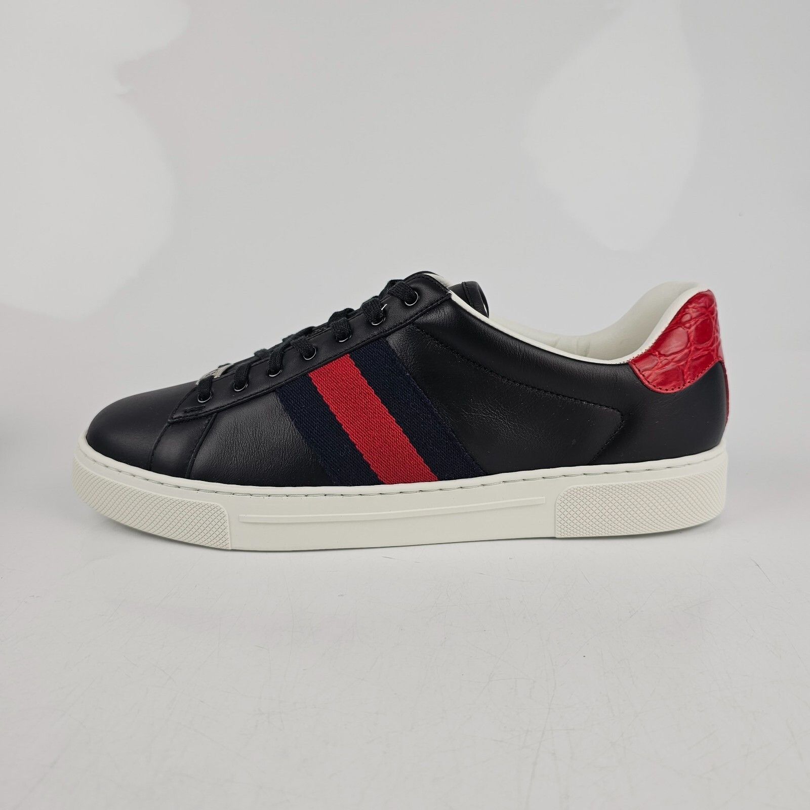 GUCCI Ace Women's Black/Red Leather Low Top Sneakers New (Wo