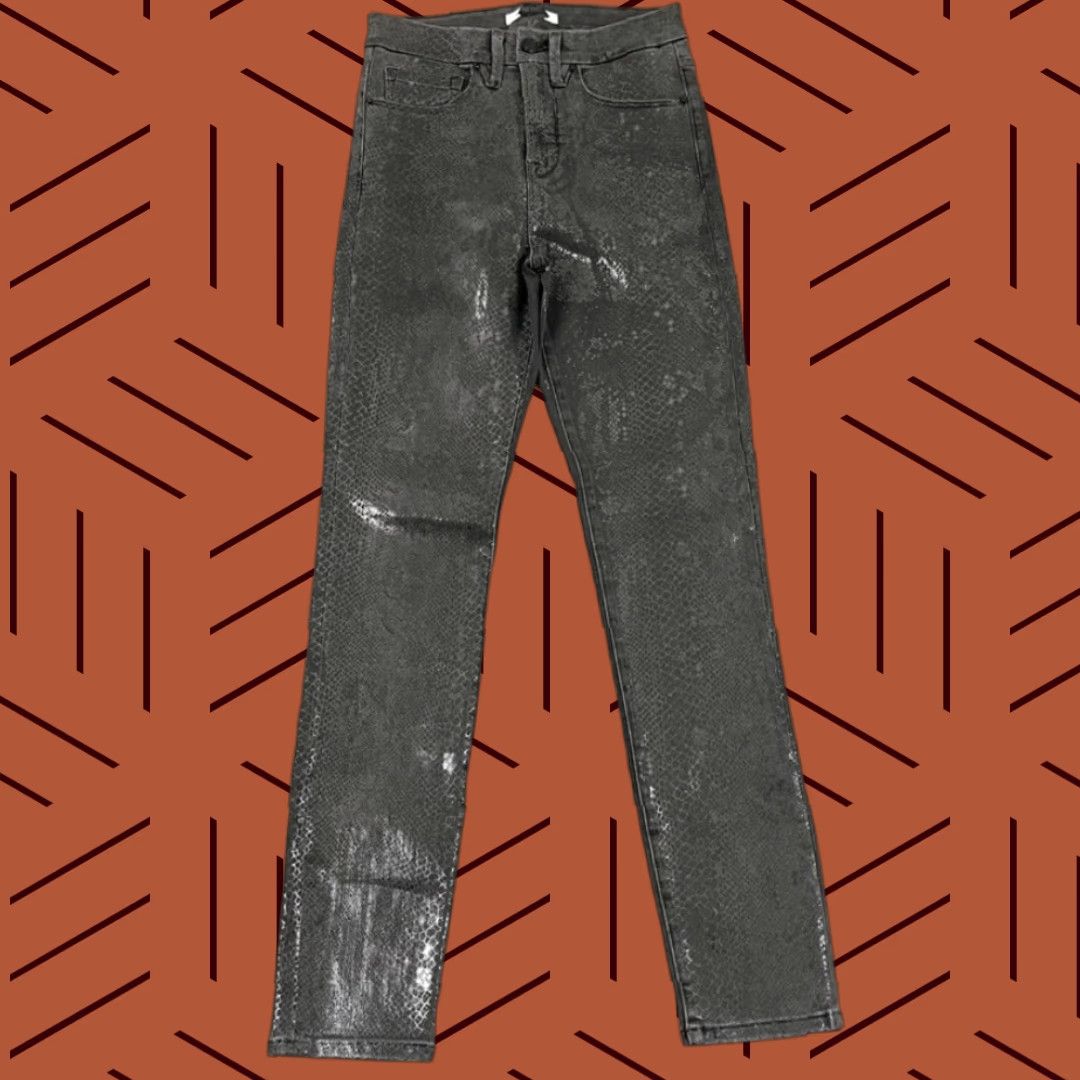 Good American Good American Pants Womens Size 2 Gray Snake Foil Skinny Waist Good Size 26" / US 2 / IT 38 - 1 Thumbnail