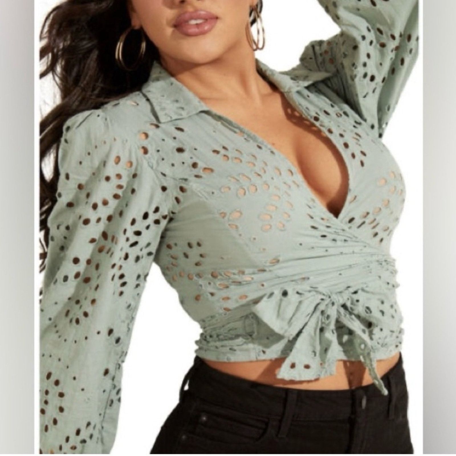 Other New Elegant Sage Green Wrap Top size XS Size XS / US 0-2 / IT 36-38 - 2 Thumbnail