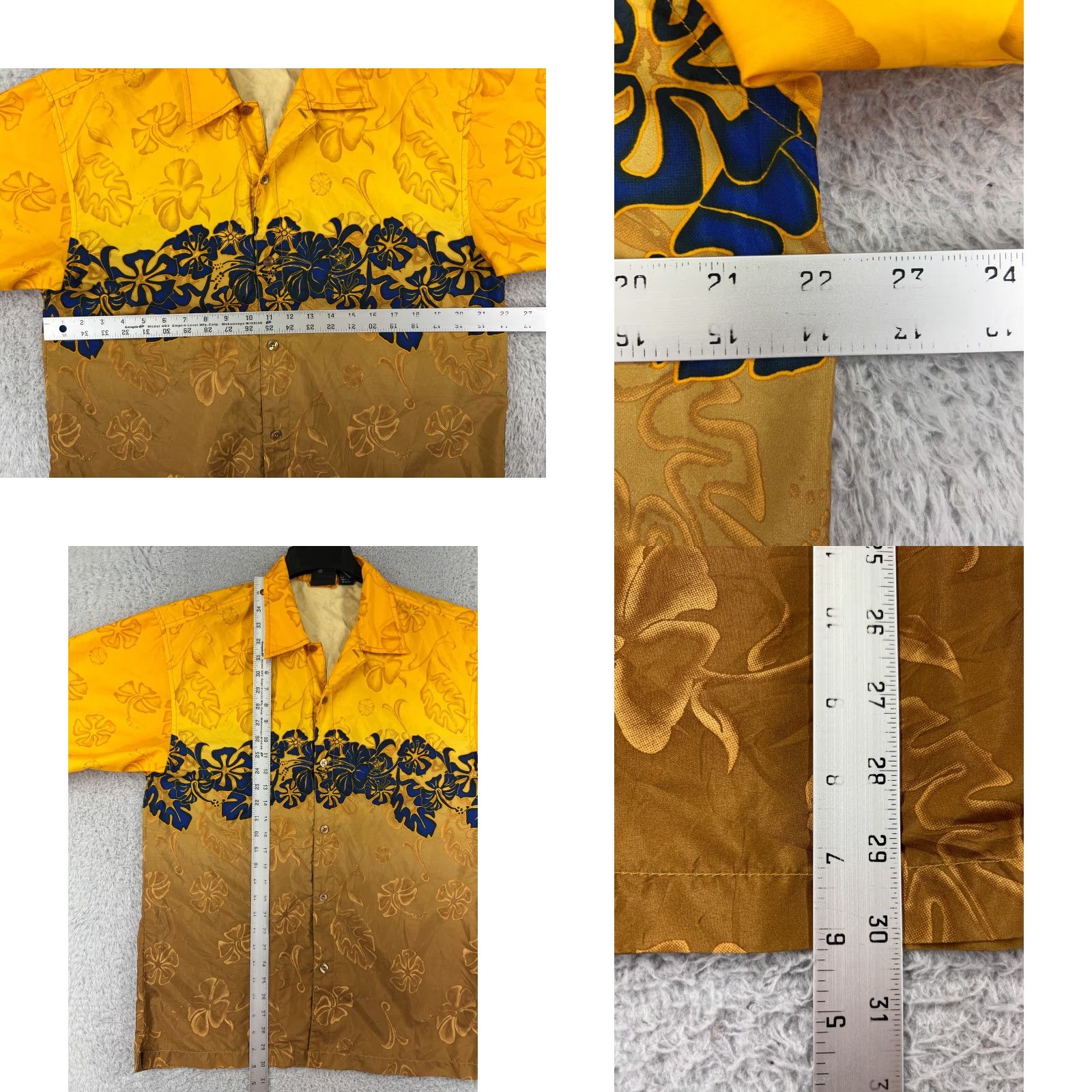 No Fear VINTAGE No Fear Shirt Mens Floral Hawaiian Button Up Yellow Brown Poly Size US M / EU 48-50 / 2 - 8 Thumbnail