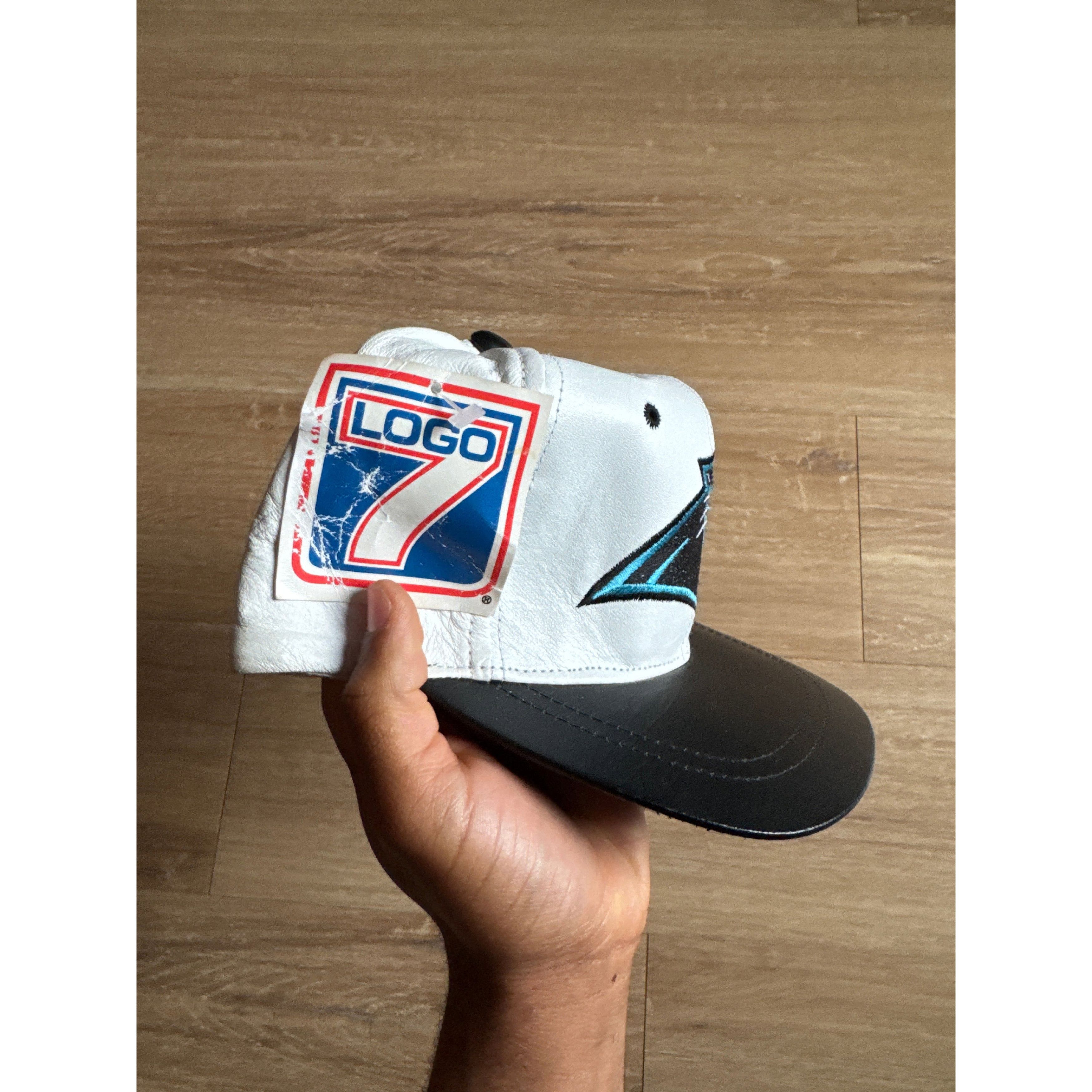 Other Vintage Logo 7 Carolina Panthers Leather Strapback Hat Size ONE SIZE - 2 Thumbnail