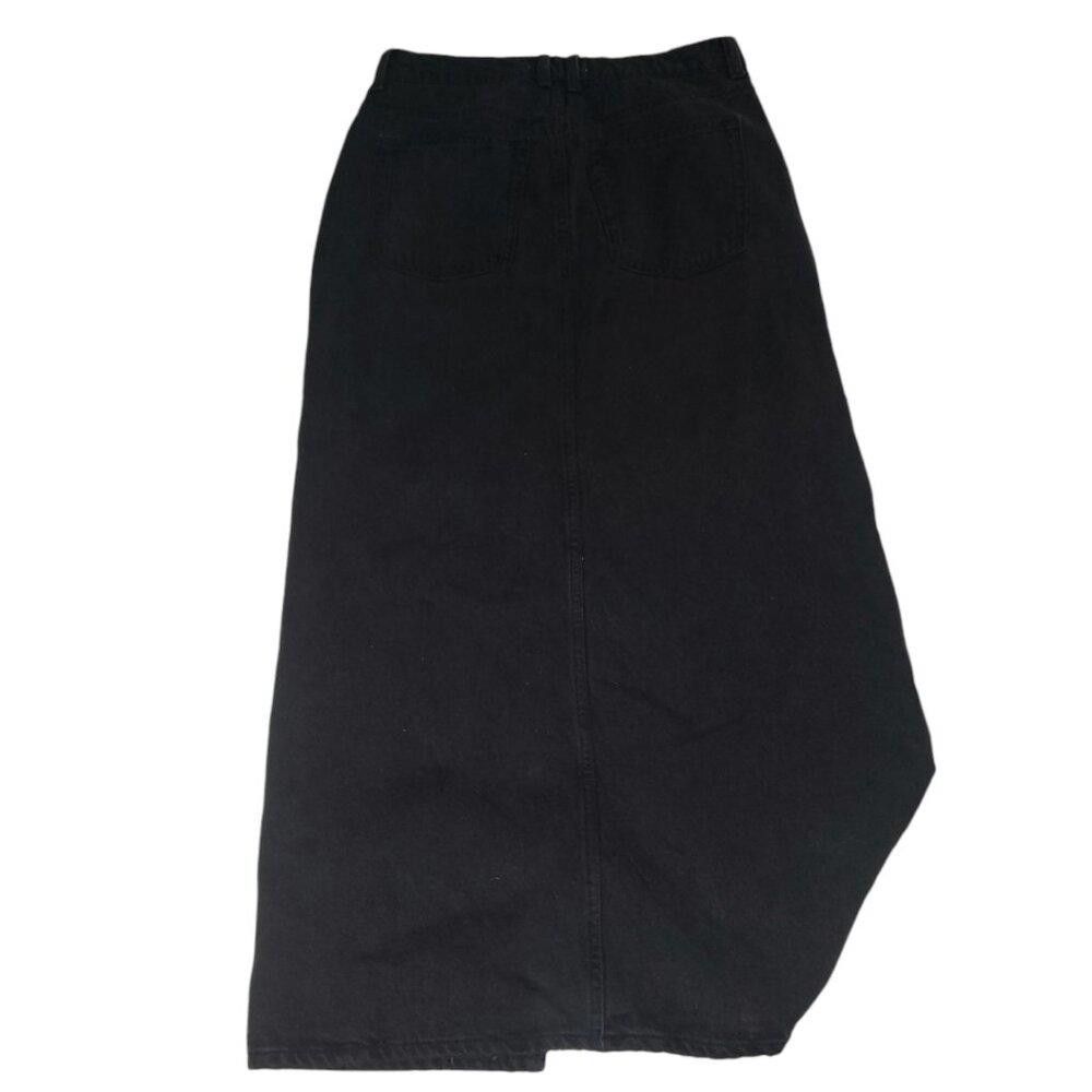 Mango CT1788 Mango Black Denim Front split Maxi Skirt M Size 32" / US 10 / IT 46 - 4 Thumbnail