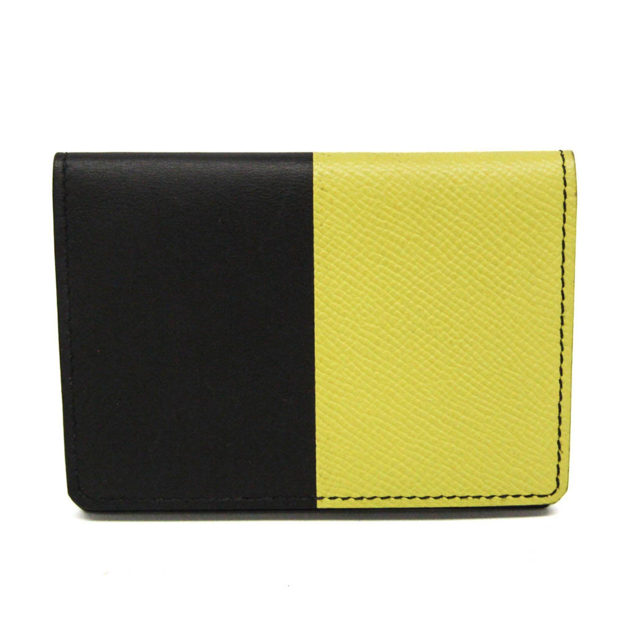 Hermes Hermes Manhattan Leather Card Case Black,Yellow Size ONE SIZE - 1 Thumbnail