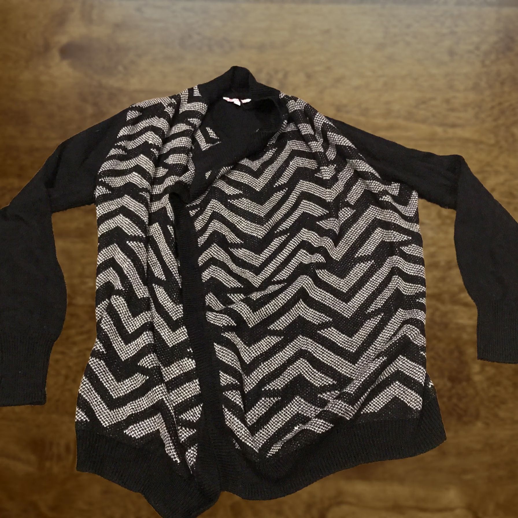 Vintage Candies Cardigan Womens XL Black White Open Acrylic Knit Long Sleeve A32 Size XL / US 12-14 / IT 48-50 - 1 Thumbnail