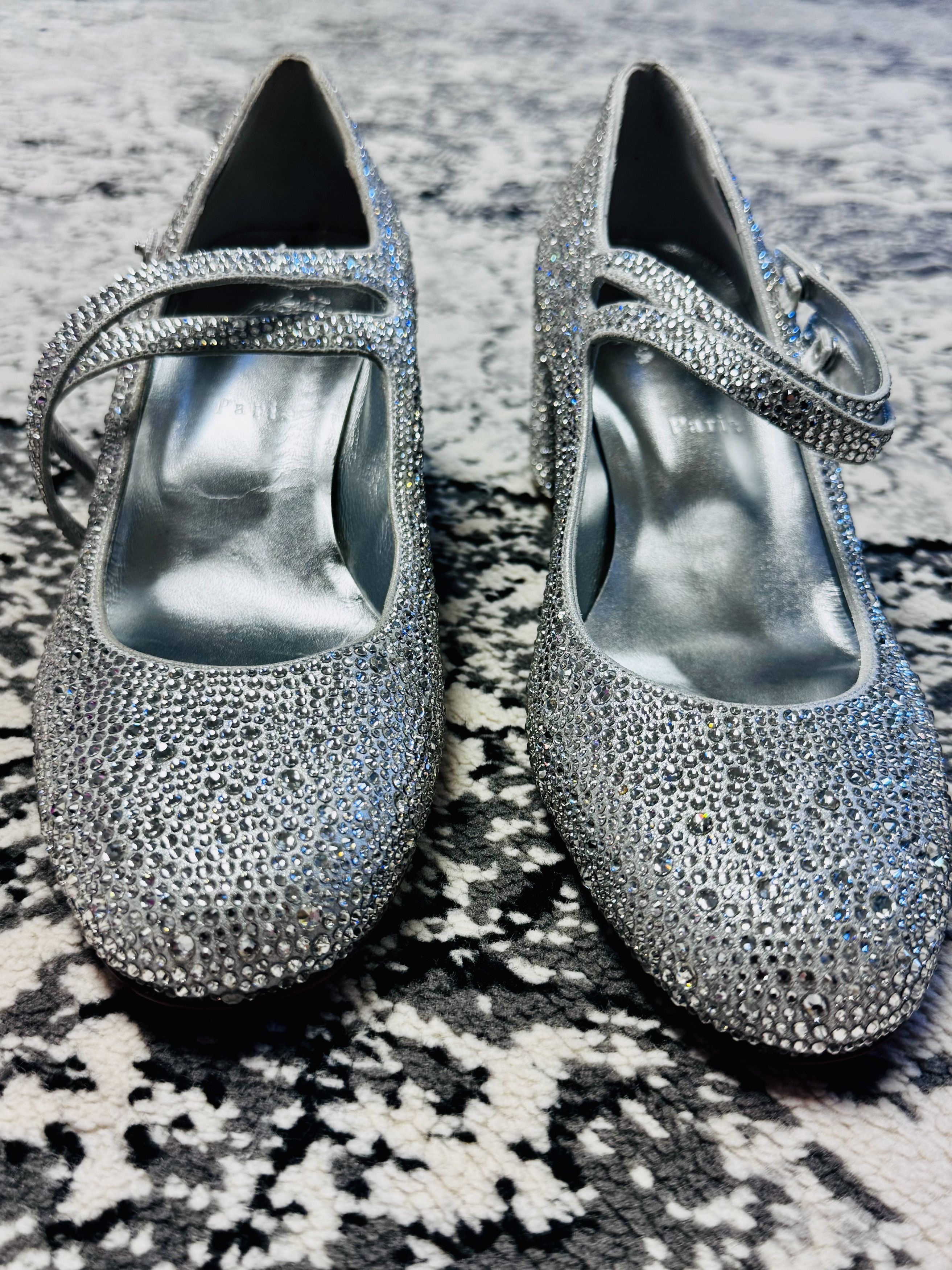 Christian Louboutin Christian Louboutin Silver Strass Mary Jane Heel US11 Size US 11 / IT 41 - 1 Thumbnail