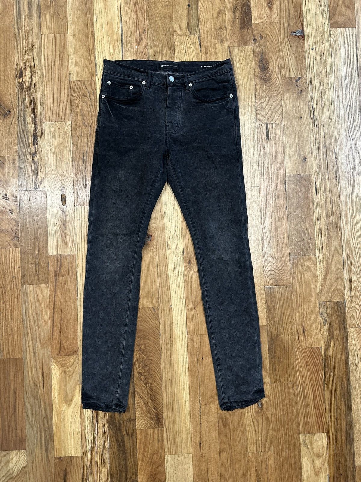 image of Purple Brand Black Monogram Denim Jeans Size 30, Men's