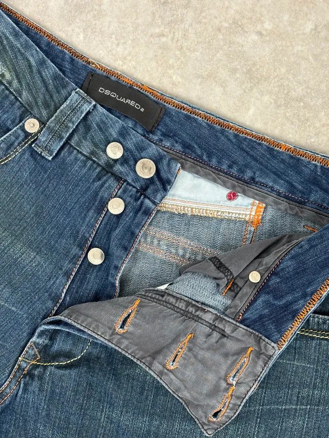 Dsquared2 2000s Dsquared2 Blue Faded Wide Denim Jeans Size US 33 - 10 Thumbnail