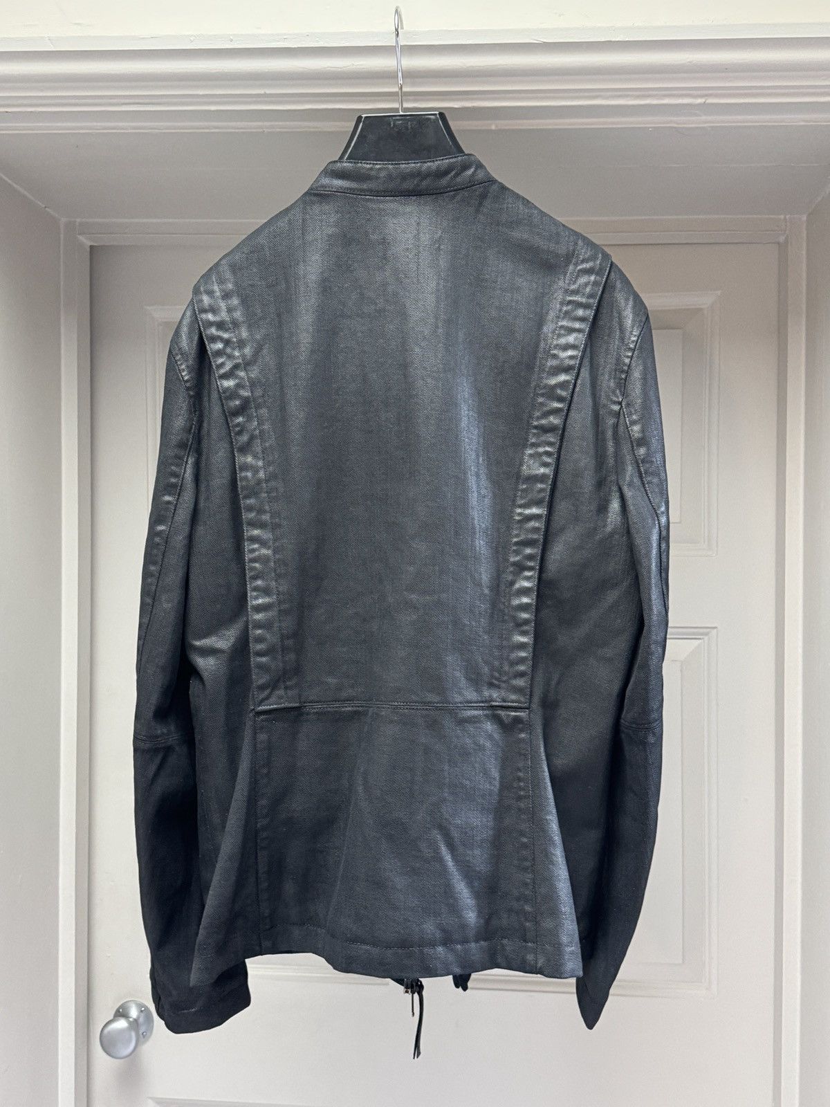 Helmut Lang Helmut Lang Waxed Cotton Black Asymmetrical Jacket Large Size US L / EU 52-54 / 3 - 7 Thumbnail