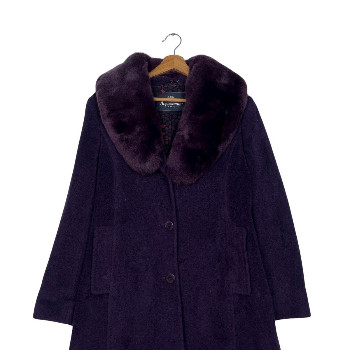 Aquascutum Aquascutum Rabbit Fur Purple Wool Coat Size S / US 4 / IT 40 - 3 Thumbnail