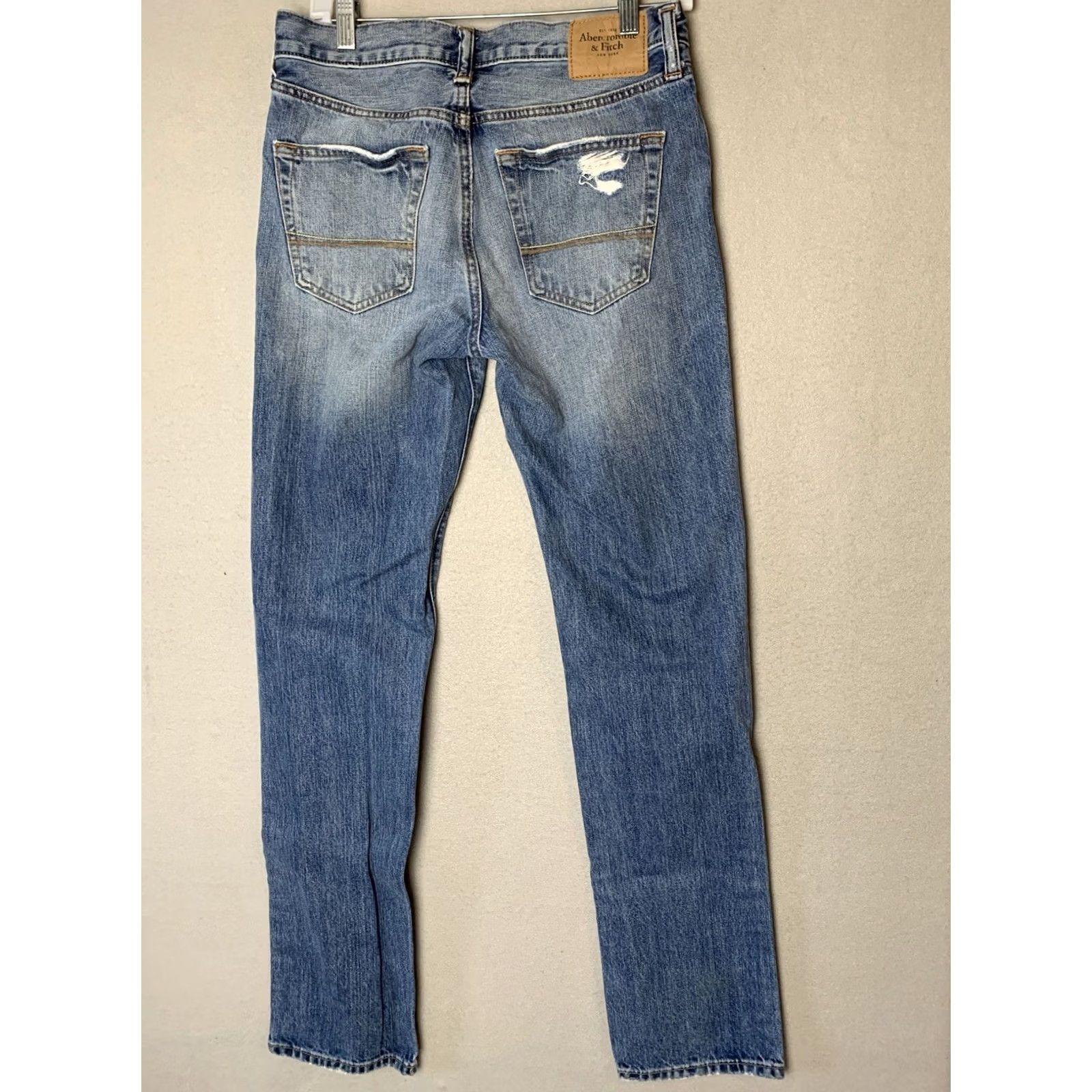 Abercrombie & Fitch VINTAGE Abercrombie & Fitch Jeans Slim Straight 30x36 Distressed Button Fly Blue Mens Regular 5-Pocket Grunge Style Retro College USA Size US 30 / EU 46 - 3 Thumbnail