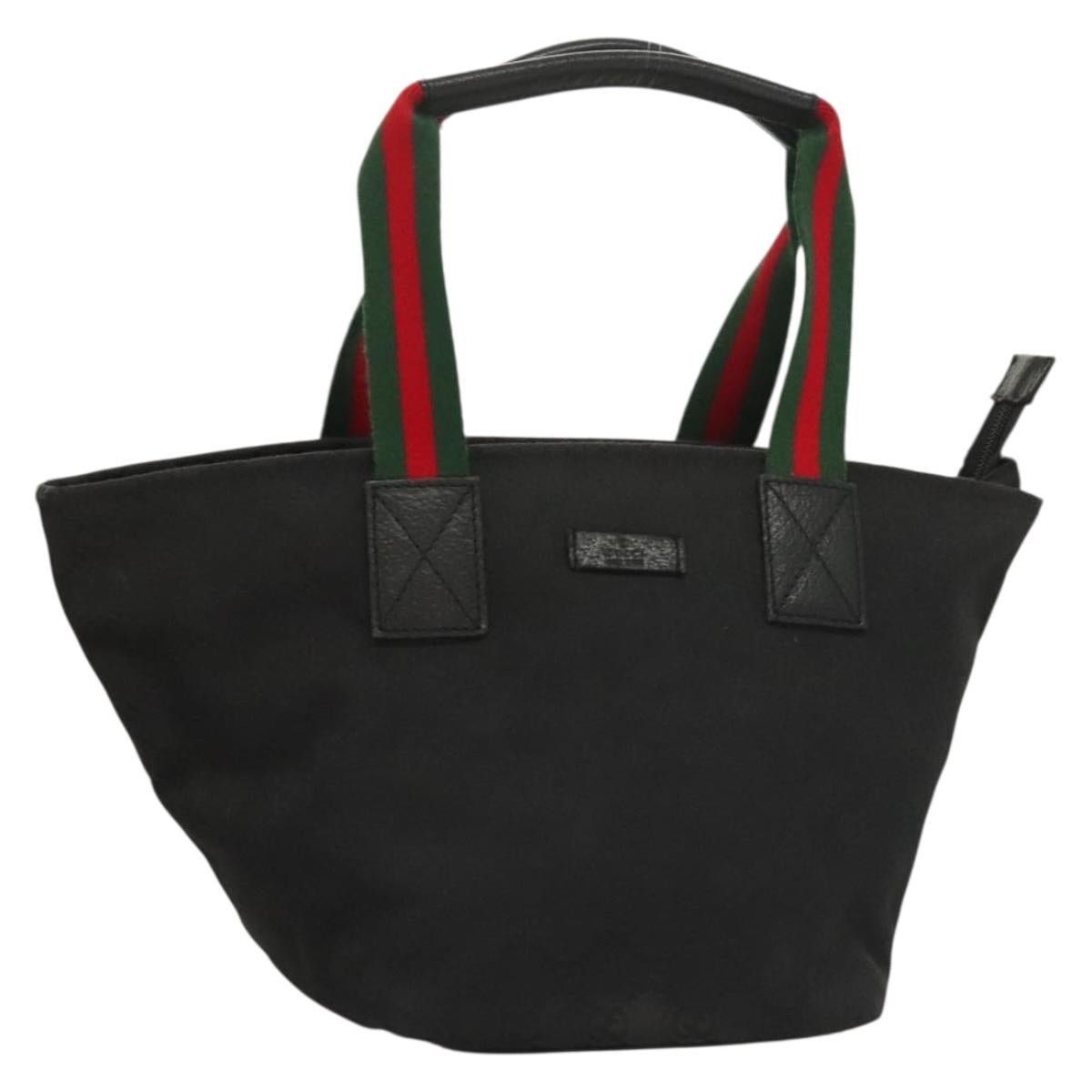 Gucci GUCCI GG Canvas Web Sherry Line Tote Bag Black Silver Size ONE SIZE - 1 Thumbnail
