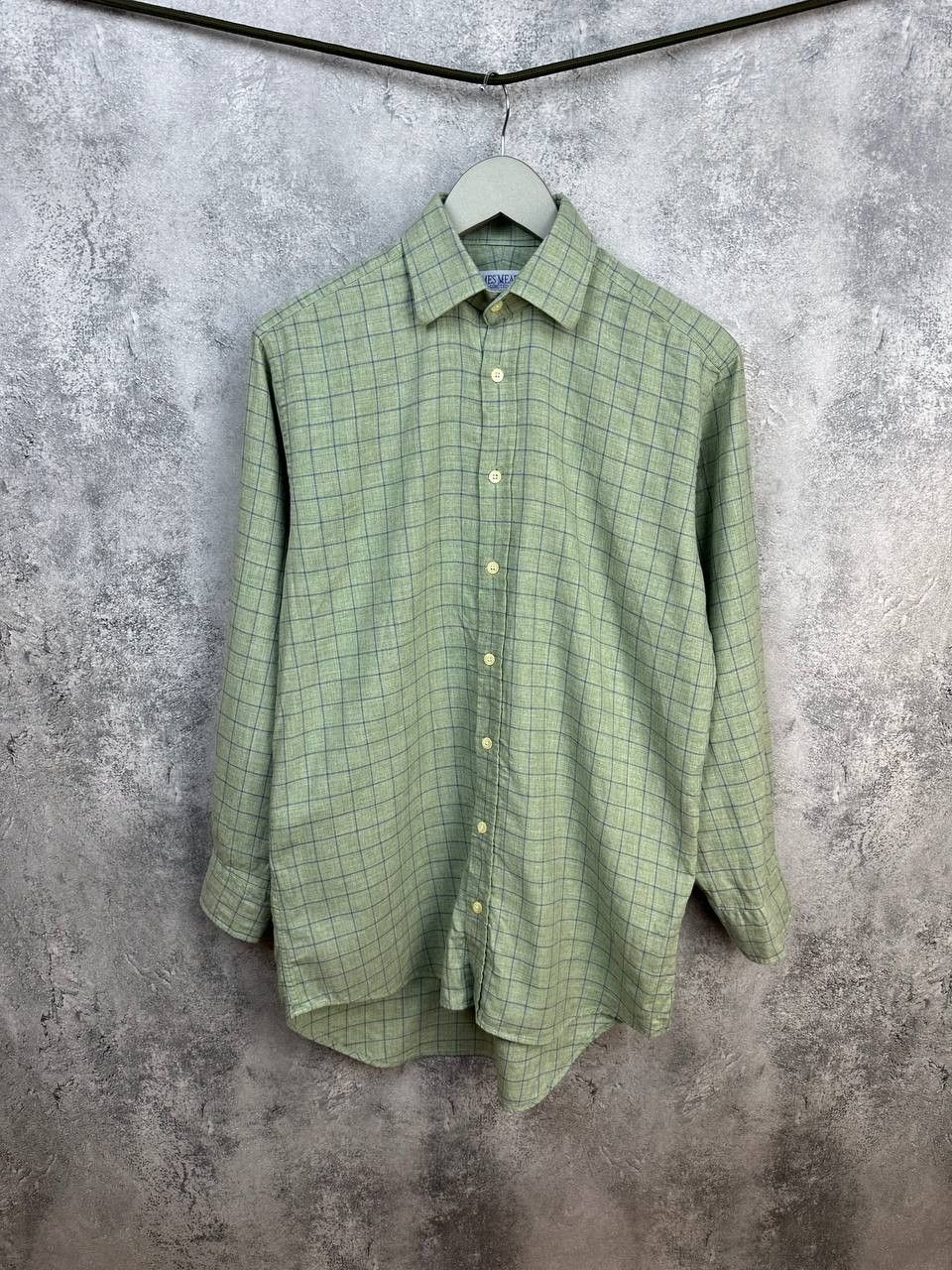 James Meade Cotton/Wool Blend Twill Check Button Up Shirt