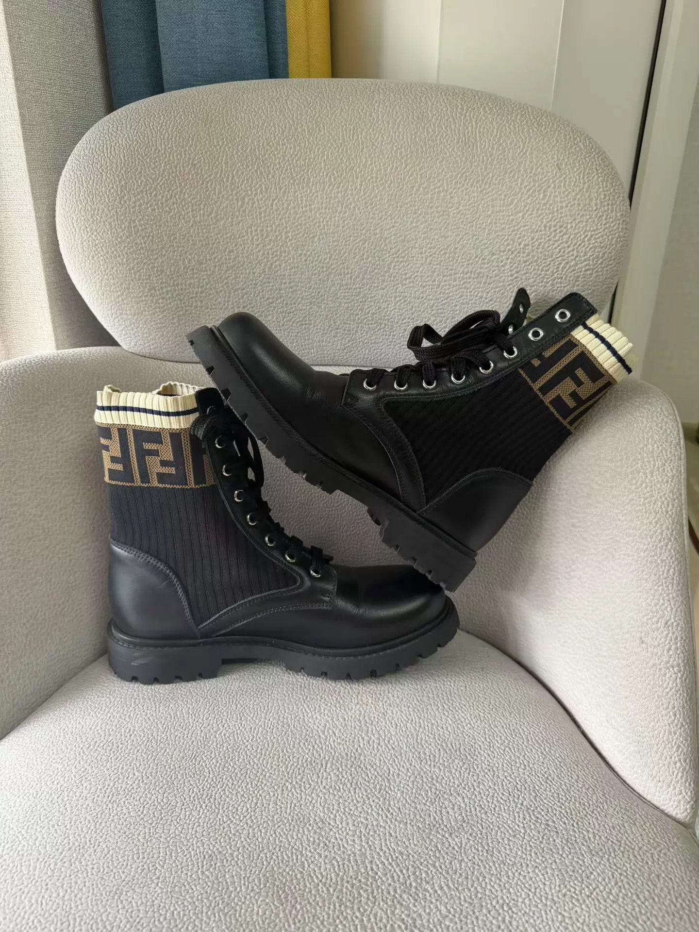 Fendi FENDI KOMA lace-up combat boots 37 black Size US 6.5 / IT 36.5 - 4 Thumbnail