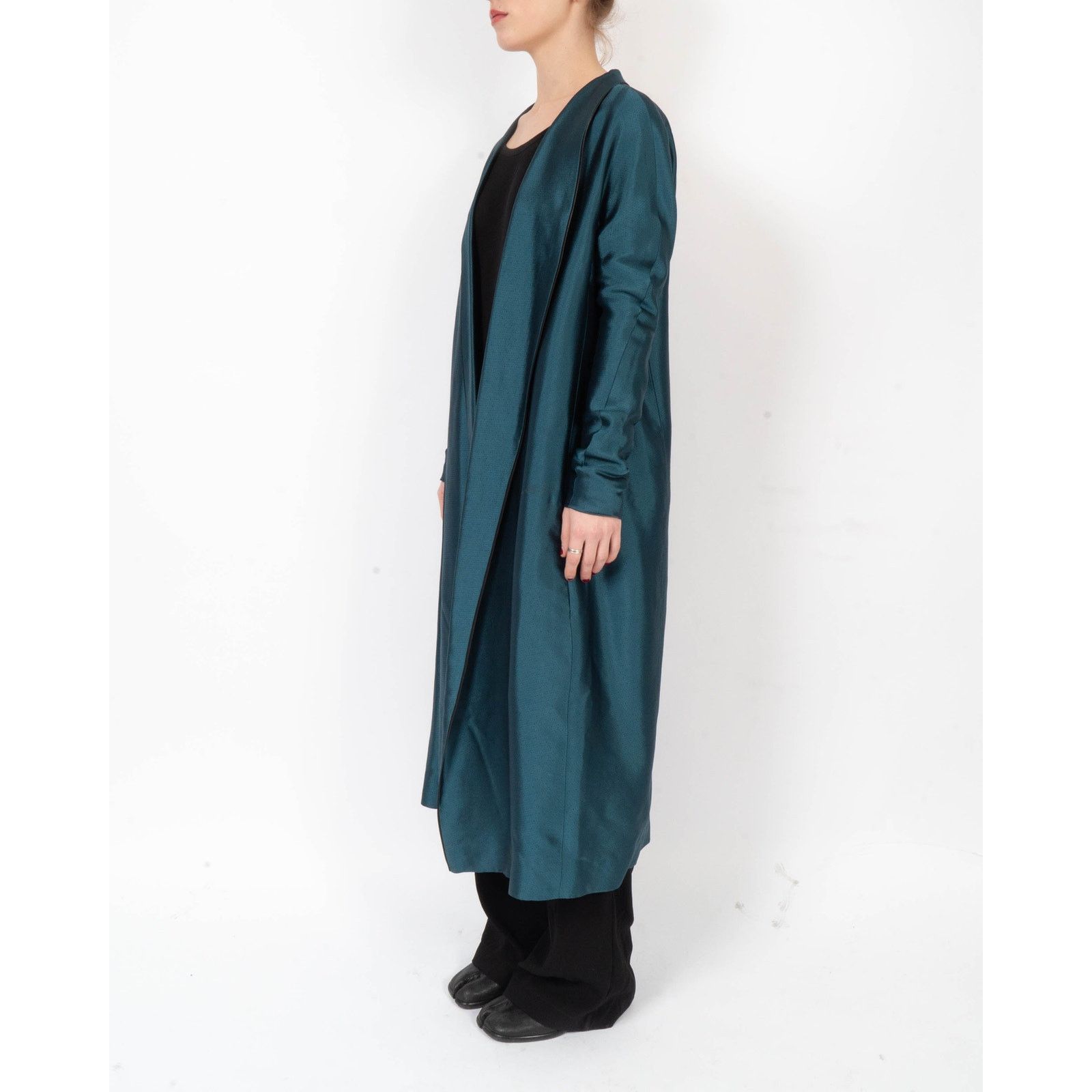 Haider Ackermann FW11 Unstructured Long-Coat in Blue Textured Viscose Size S / US 4 / IT 40 - 2 Thumbnail