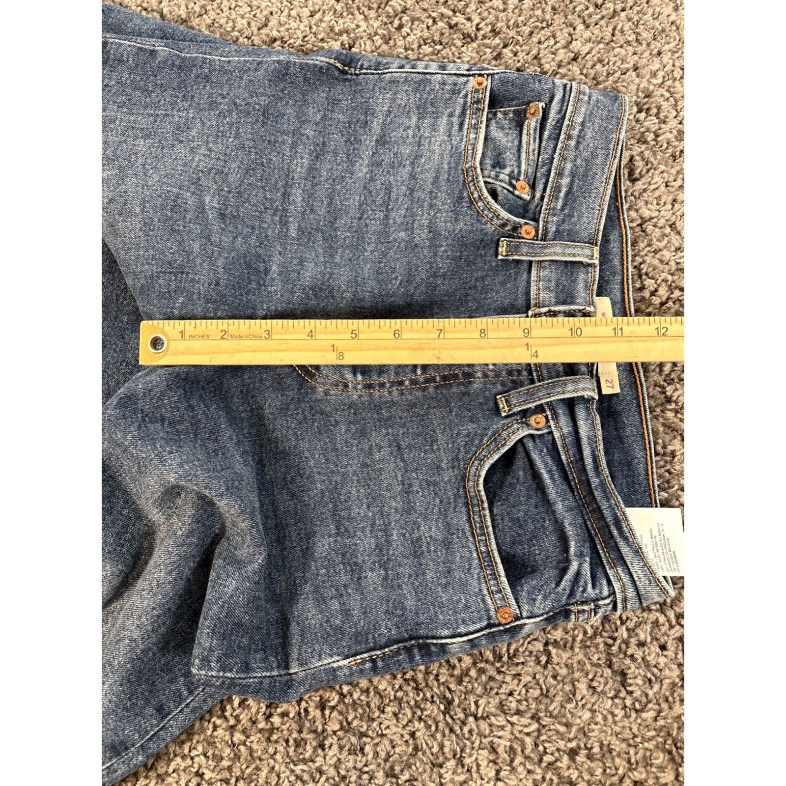 Levi's Levi'S Premium Womens 27x28 Wedgie Straight Fray Hem Classic Button Fly Blue Denim Size ONE SIZE - 5 Thumbnail