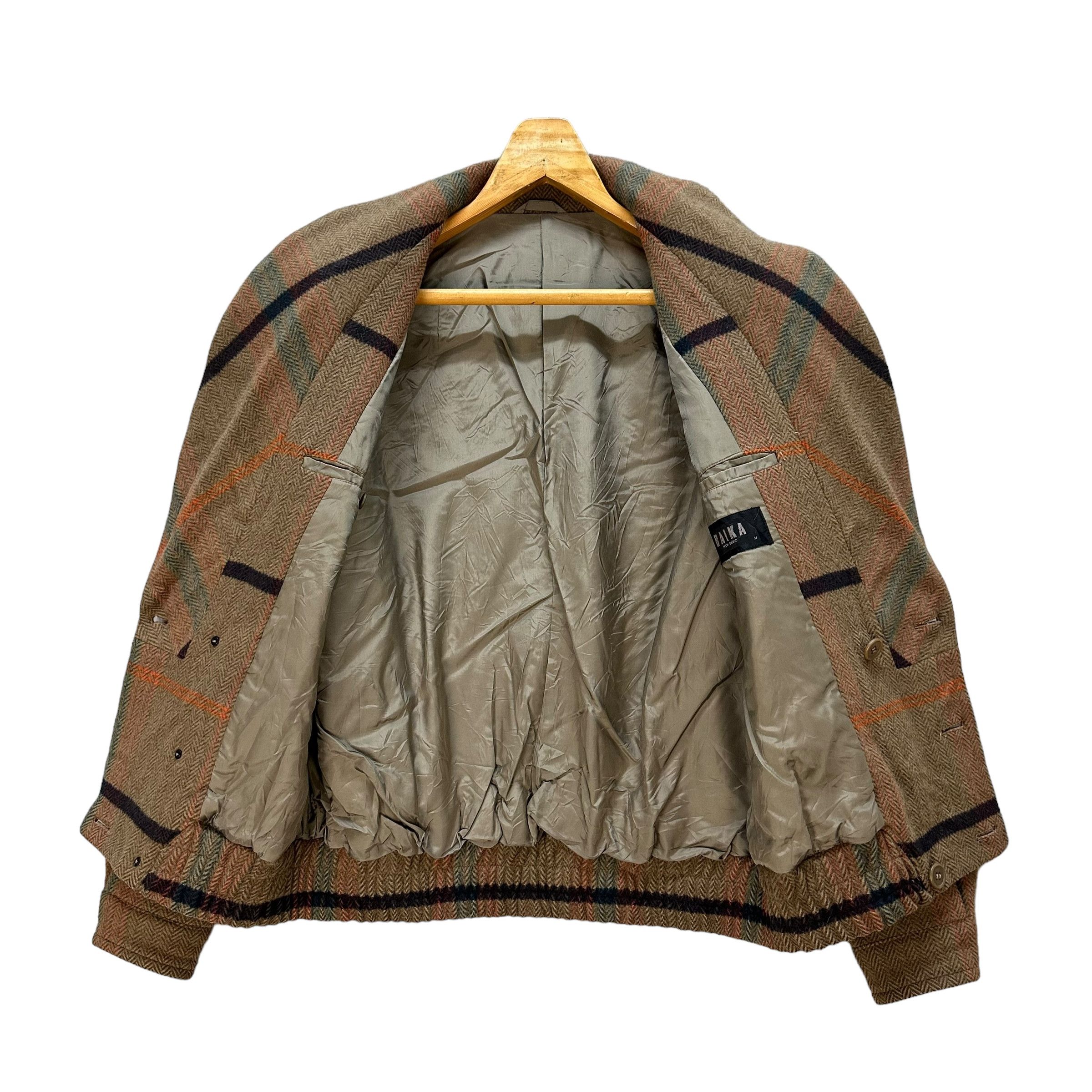 Japanese Brand 90's RAIKA Herringbone Double Breast Wool Jacket #A037-0851 Size US M / EU 48-50 / 2 - 6 Thumbnail