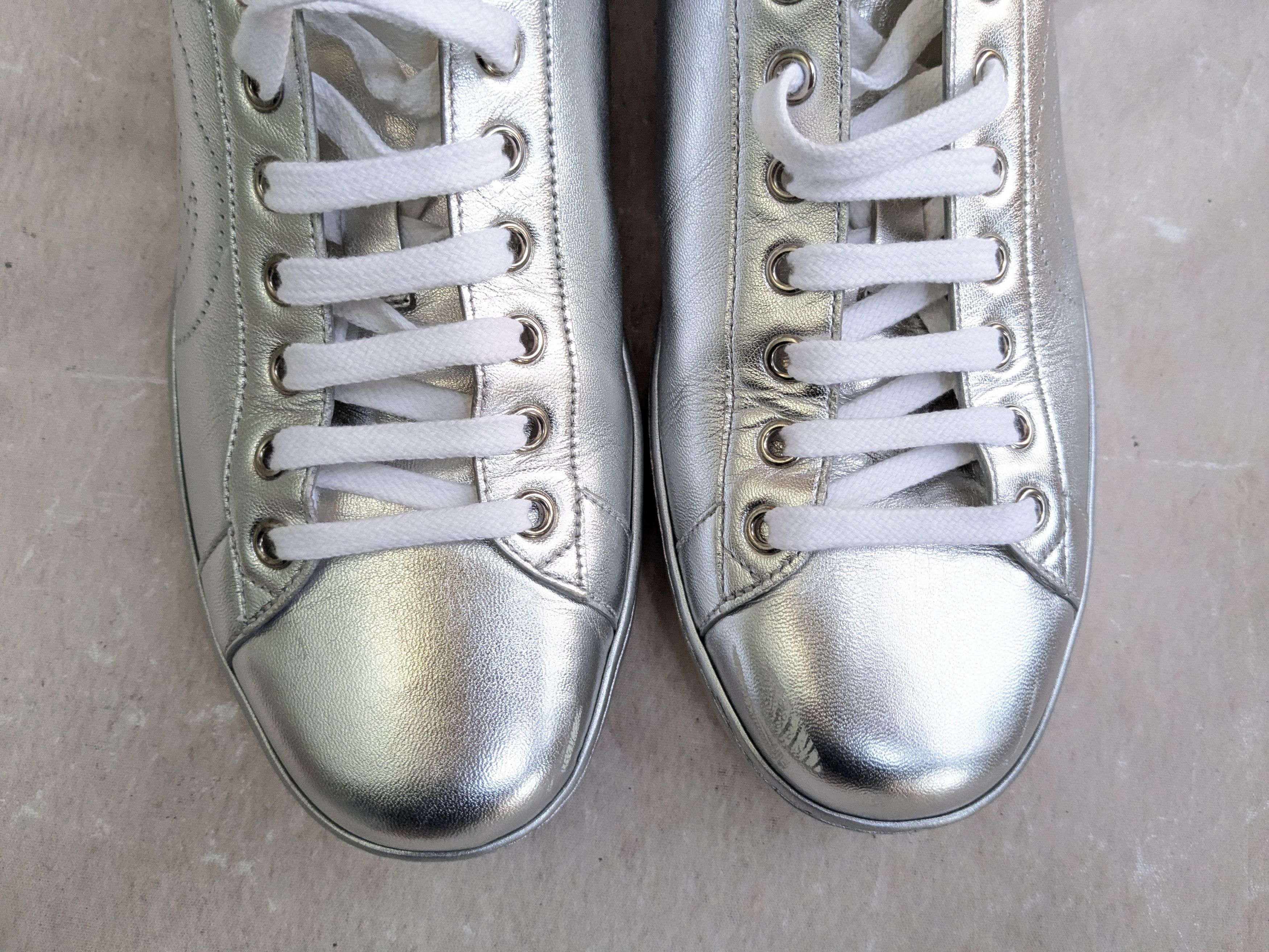 Gucci Gucci Ace Sneakers 8.5 Silver Leather Low Logo Size US 8.5 / EU 41-42 - 6 Thumbnail