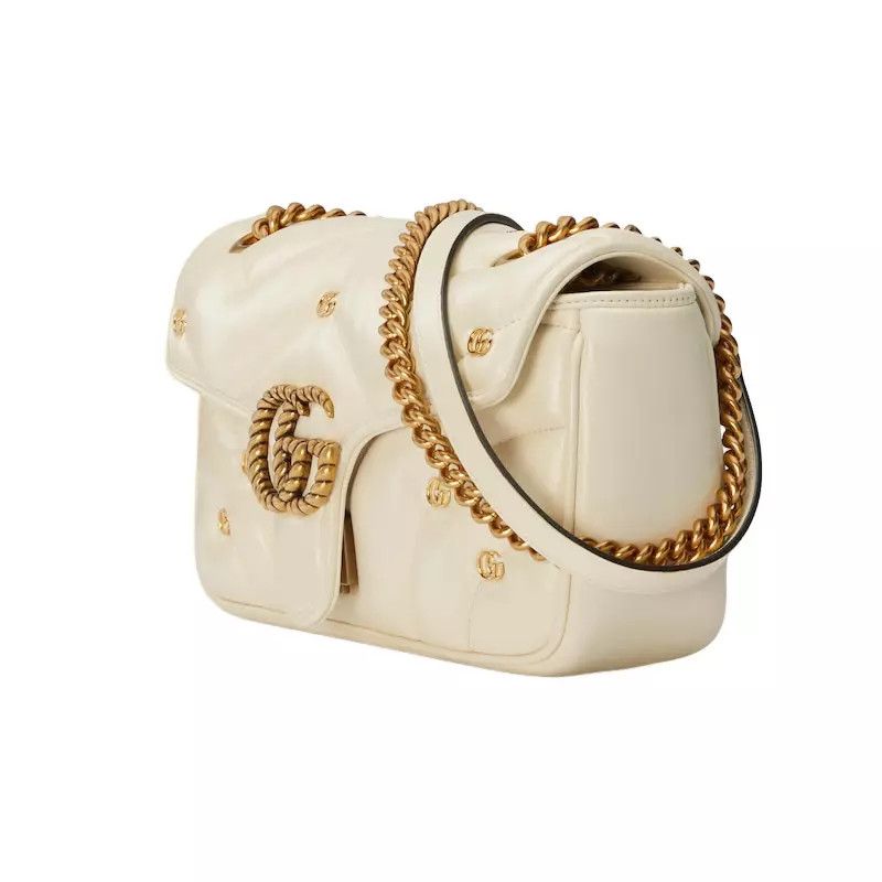 Gucci GUCCI GG Marmont Medium White Chevron Shoulder Bag Size ONE SIZE - 2 Thumbnail
