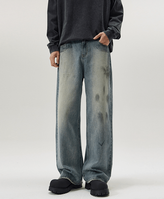 Japanese Brand × Jean American straight dirty dyed graffiti dirtyfit loose jeans Size US 32 / EU 48 - 1 Thumbnail