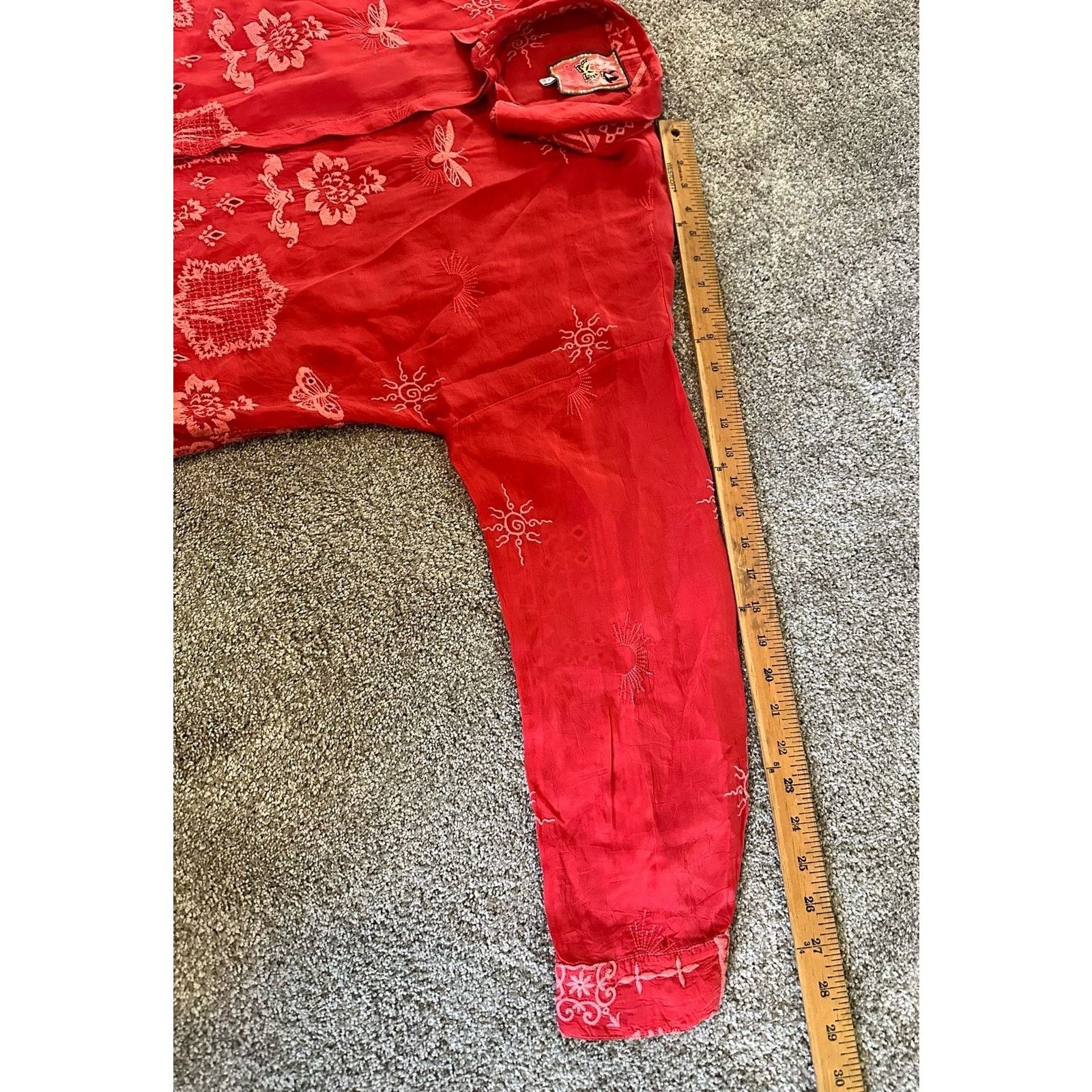 Johnny Was Johnny Was Red Slim Audrey Embroidered Shirt Size M Size M / US 6-8 / IT 42-44 - 5 Thumbnail