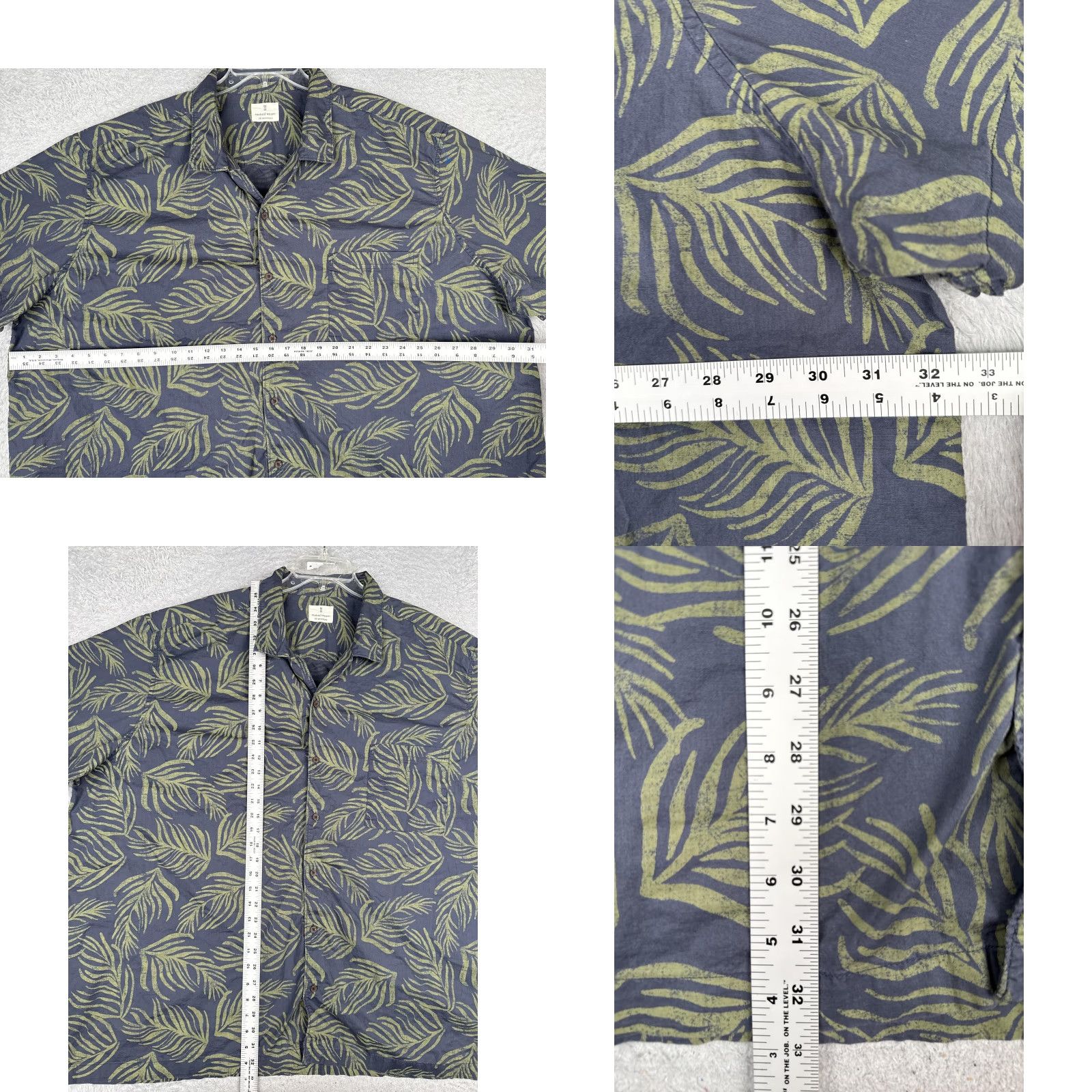 Vintage Mutual Weave Shirt Mens 4XL Blue Leaf Print Short Sleeve Button Up Cotton Aloha Size US XXL / EU 58 / 5 - 8 Thumbnail