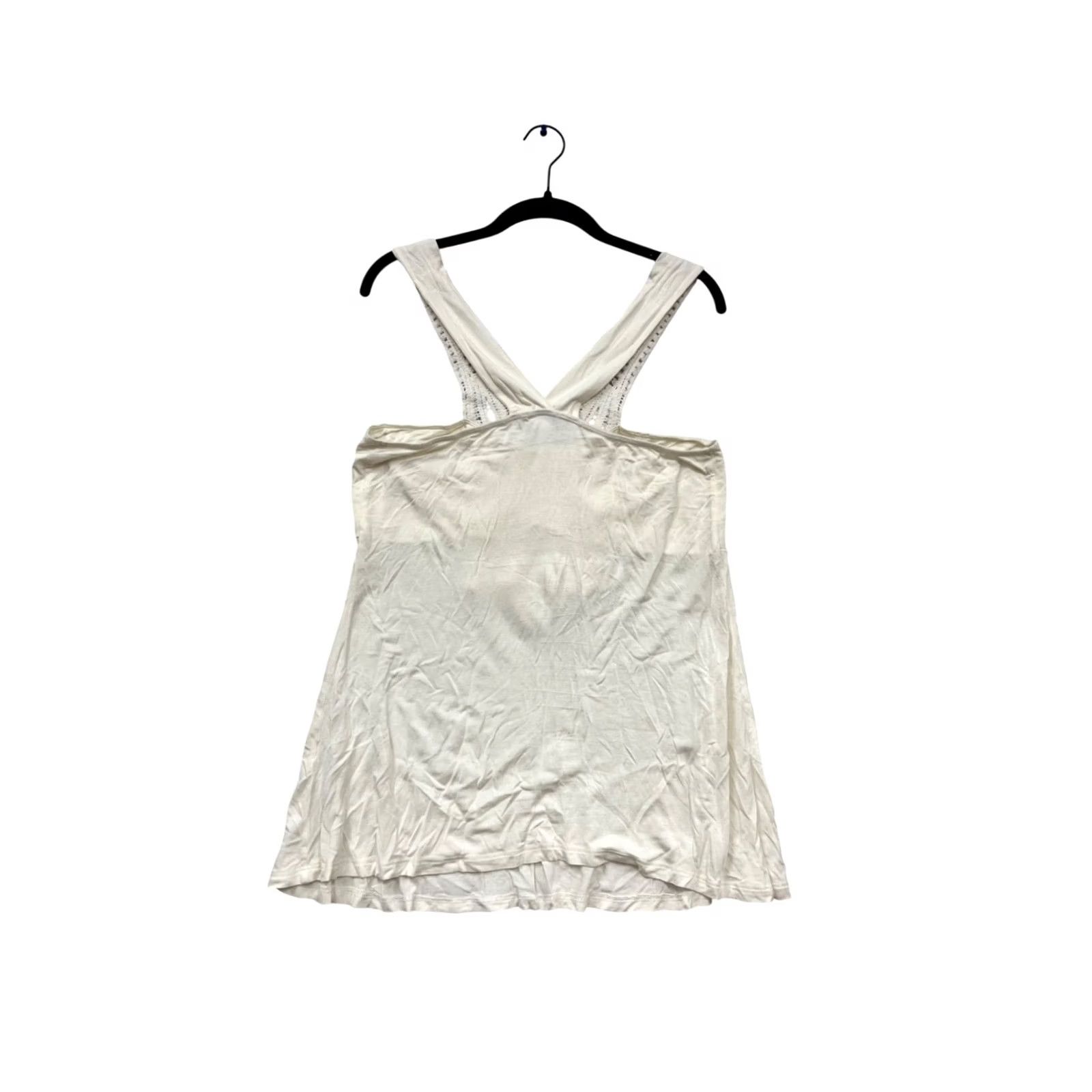 Venus Venus White Tank Top Women's XL Crochet Racerback Cotton Jersey Sleeveless 691A Size XL / US 12-14 / IT 48-50 - 2 Thumbnail