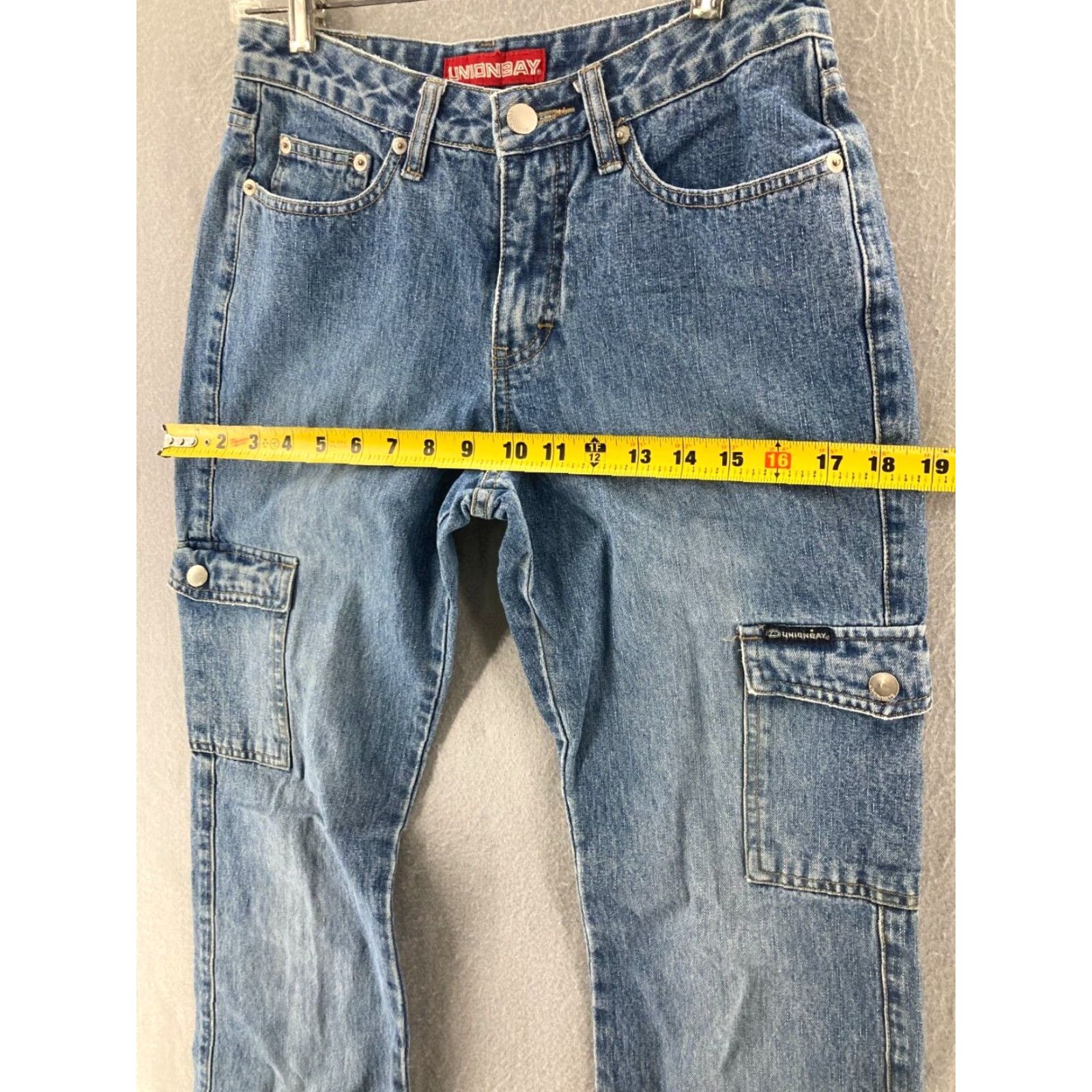Vintage UNIONBAY Women's Jeans 3 Mid Rise Bootcut Denim Stretch Distressed Cargo Blue Classic Size 26" / US 2 / IT 38 - 3 Thumbnail