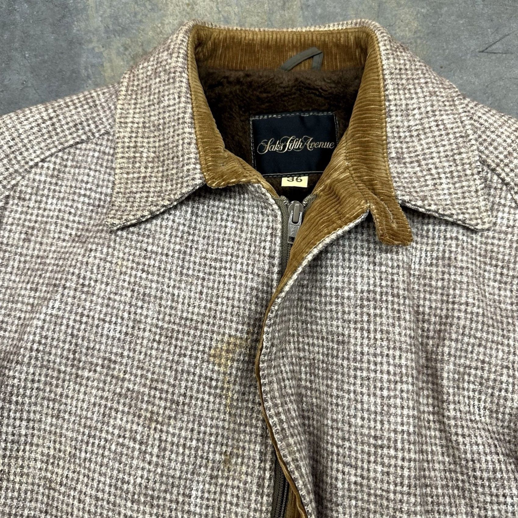 Saks Fifth Avenue VINTAGE Saks Fifth Avenue Houndstooth Wool Bomber Jacket Men’s 36 Size US XXS / EU 40 - 4 Thumbnail