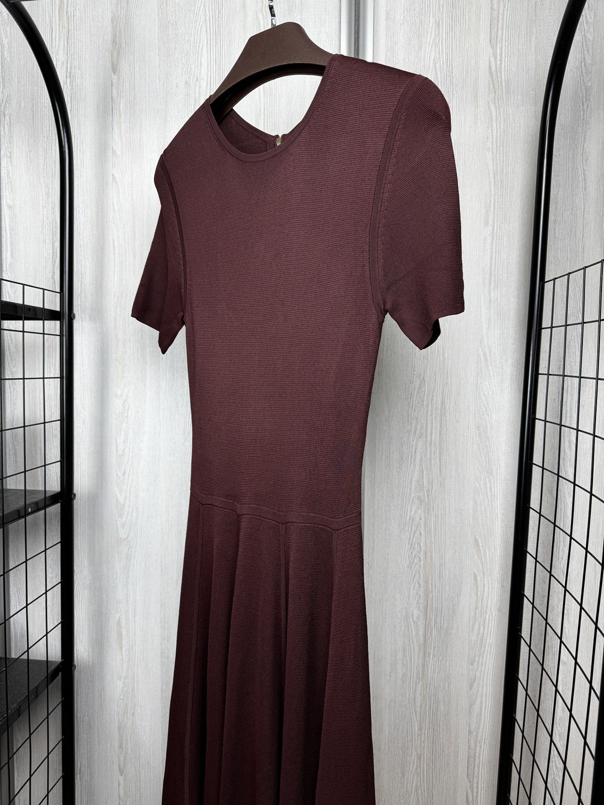 Women's Jason Wu Burgundy Short Sleeve Fit Flared Knit Dress