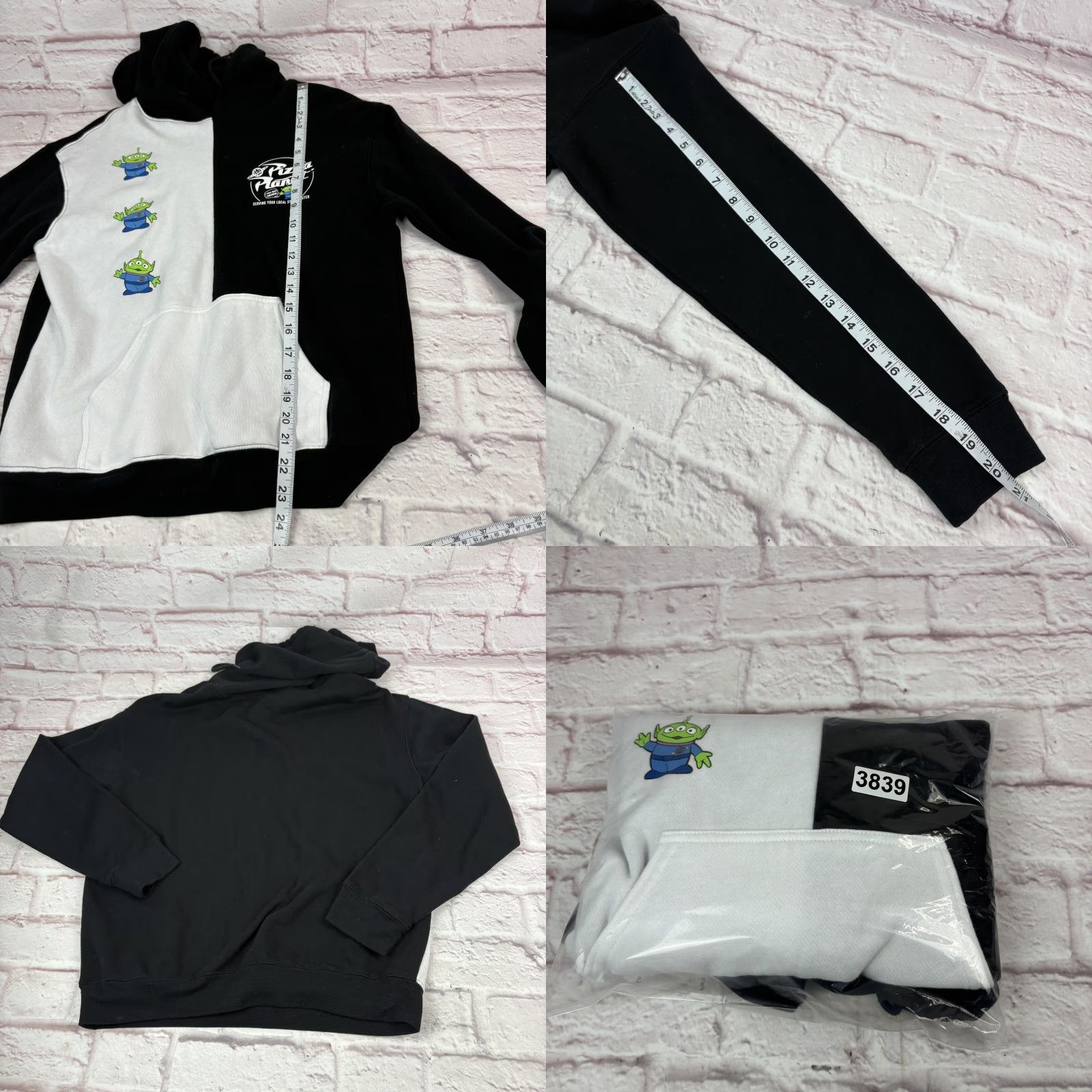 Disney Disney Hoodie Mens Medium Black Alien Pullover Fleece Toy Story Pizza Planet Graphic Print Kangaroo Pocket Crew Neck Drawstring Hooded Relaxed Size US M / EU 48-50 / 2 - 8 Thumbnail