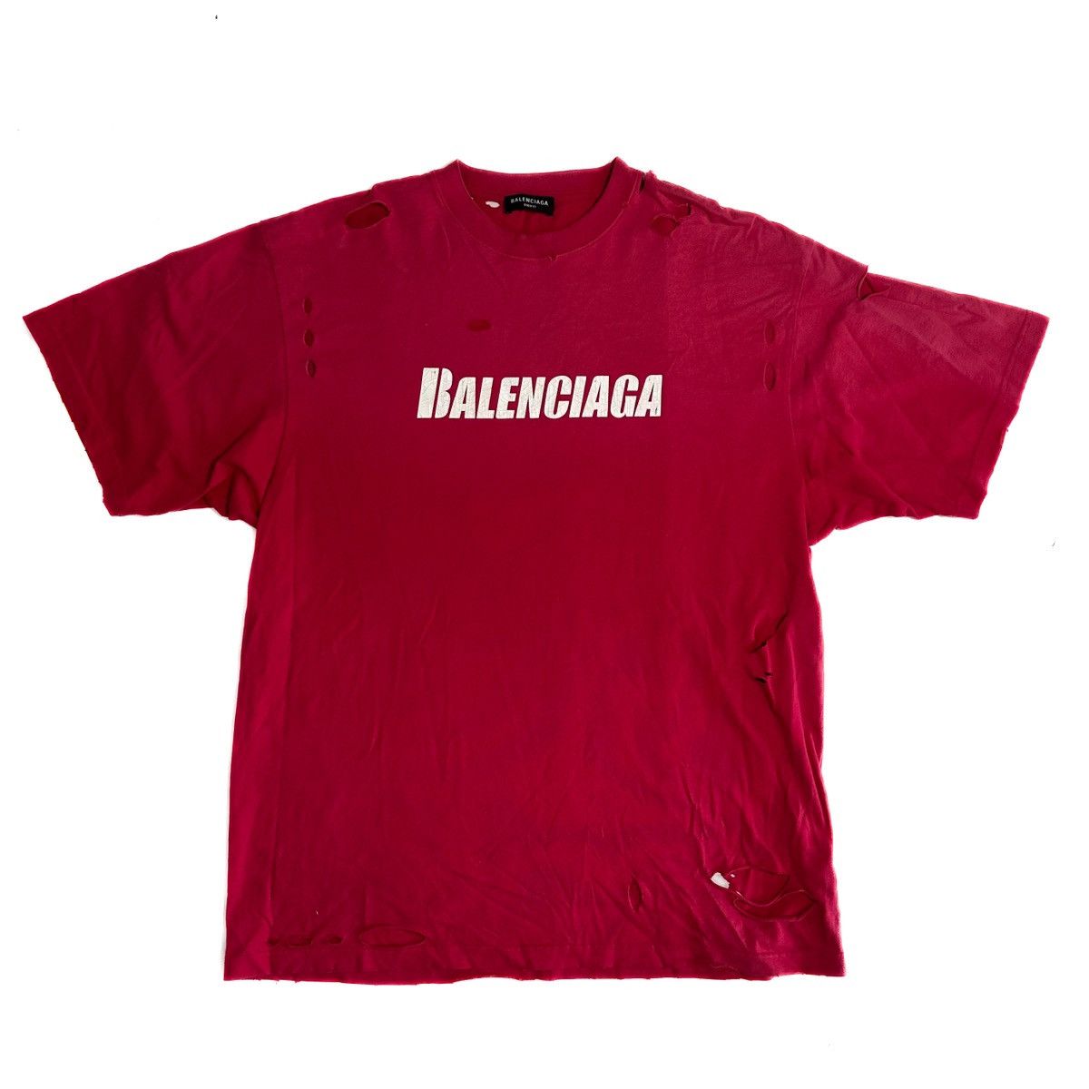 Balenciaga Balenciaga Oversized Distressed Logo Tee Size US XS / EU 42 / 0 - 1 Thumbnail
