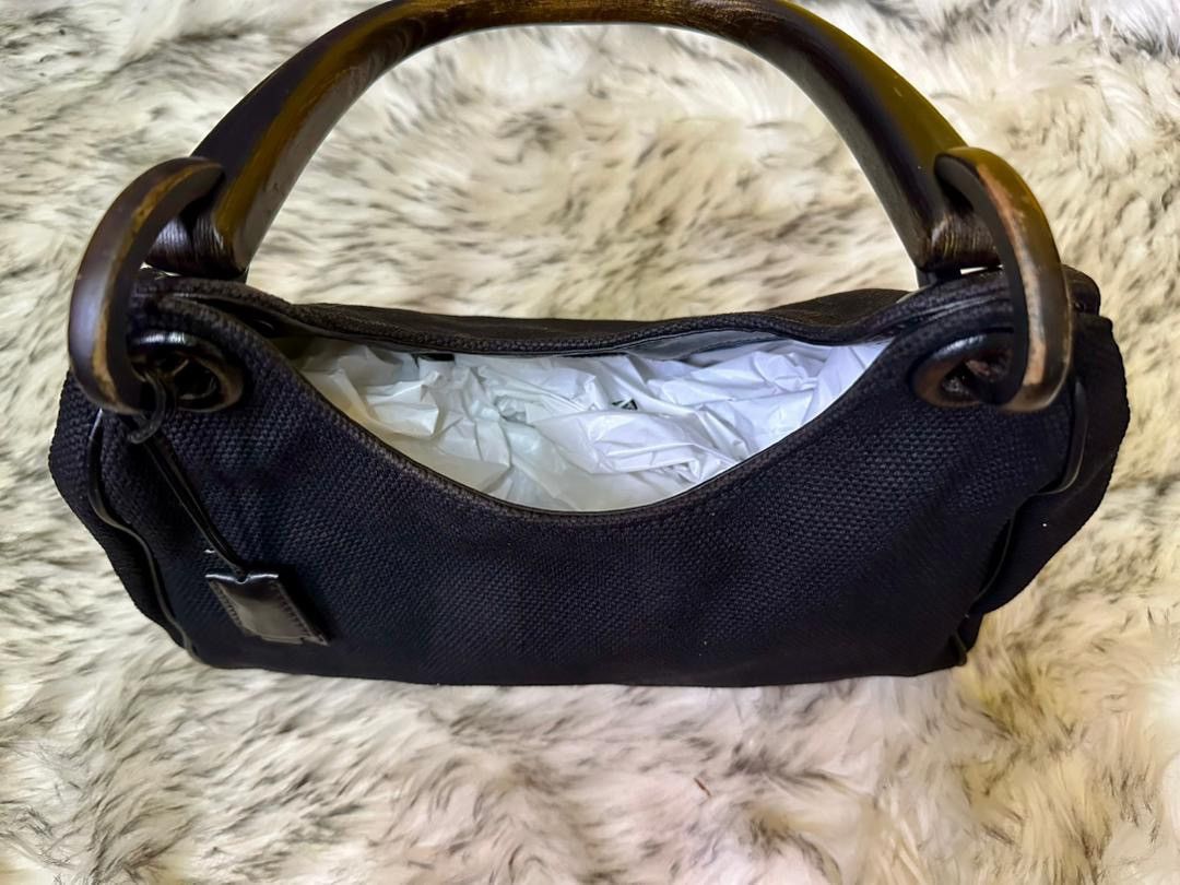 Gucci Authentic Gucci Canvas Wooden Handle Hobo Bag Size ONE SIZE - 6 Thumbnail
