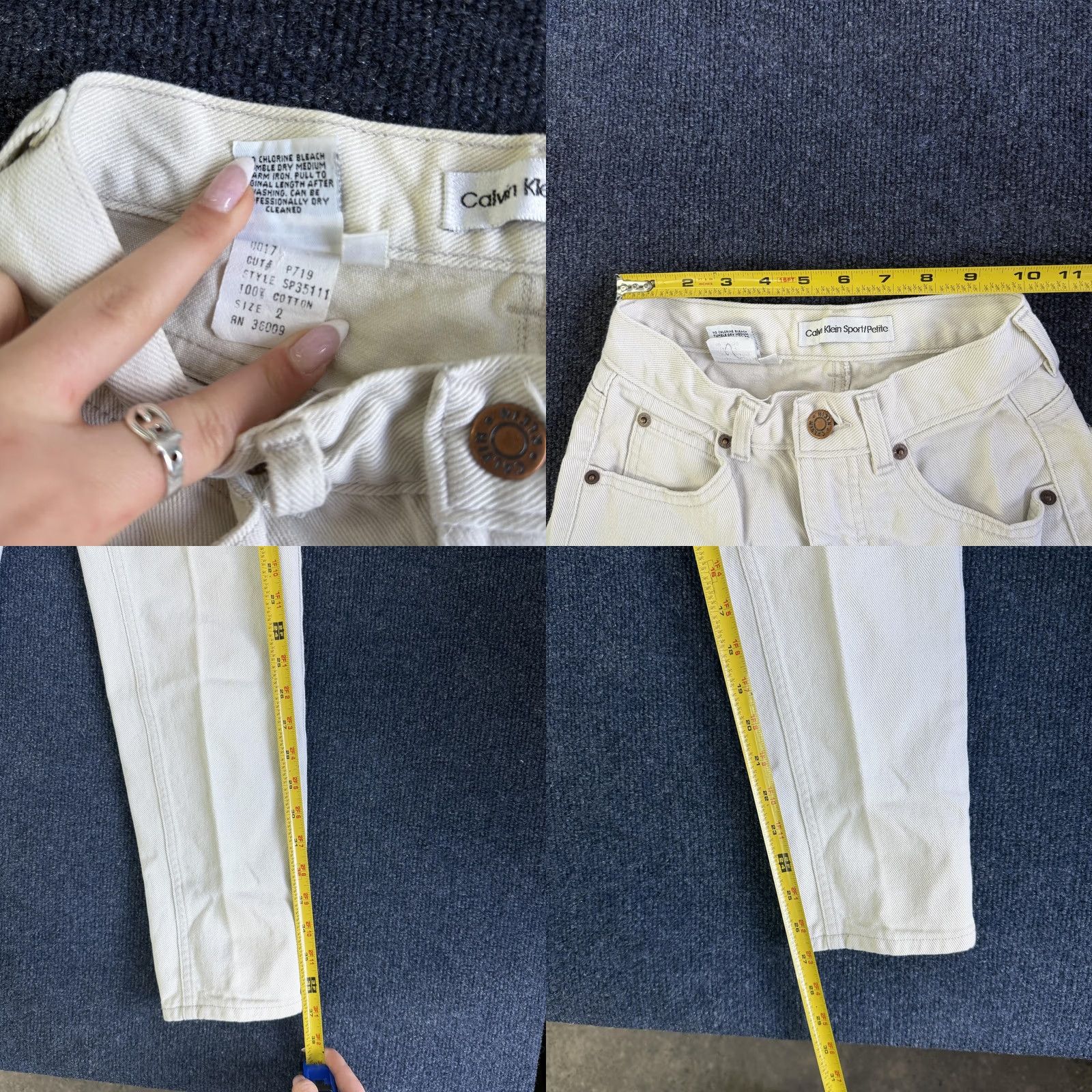 Vintage VINTAGE Calvin Klein Sport Womens 2 White High Rise Petite Mom Jeans Size 26" / US 2 / IT 38 - 8 Thumbnail