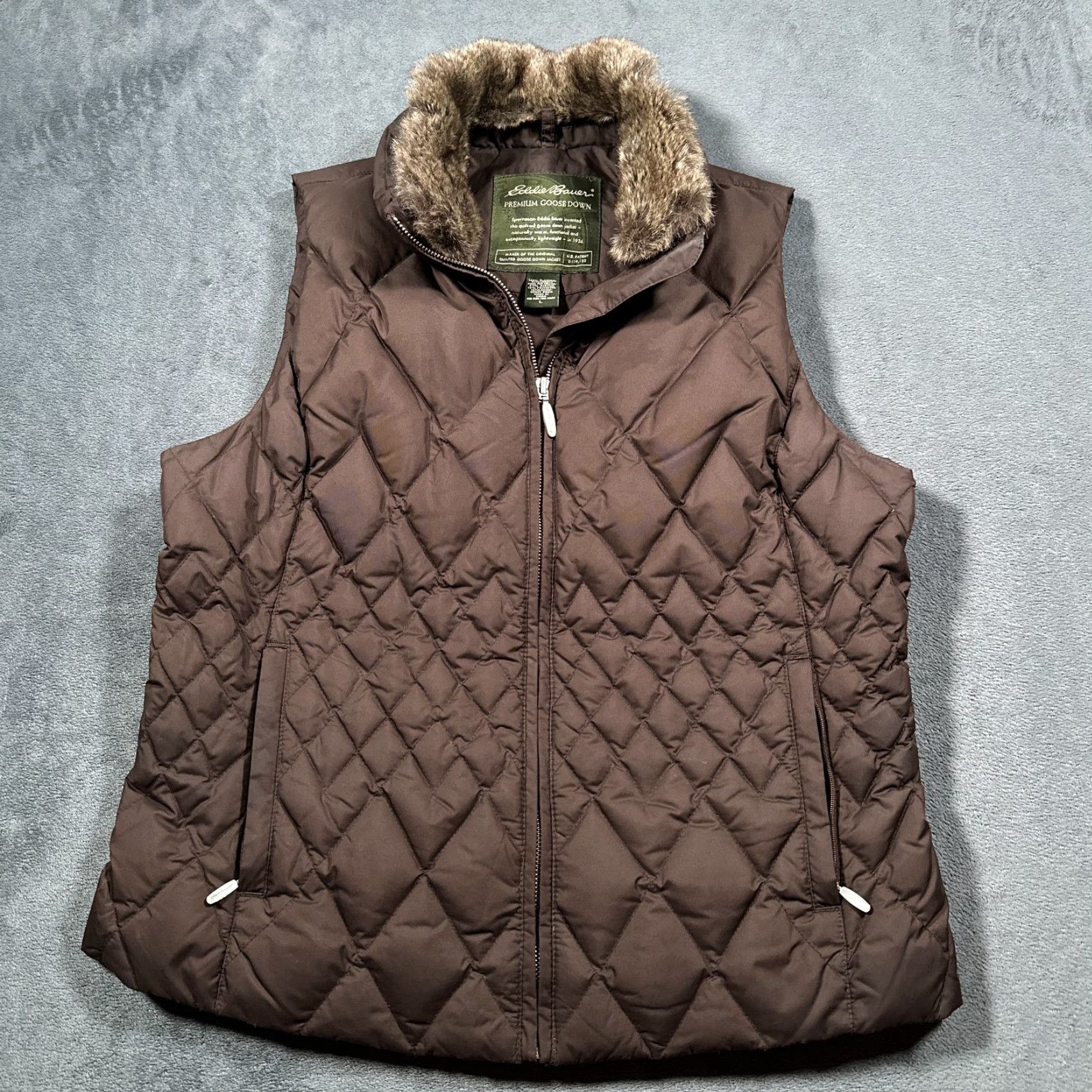 Eddie Bauer Eddie Bauer Vest Womens Large Quilted Goose Down Removab Faux Fur Collar Pockets Size L / US 10 / IT 46 - 5 Thumbnail