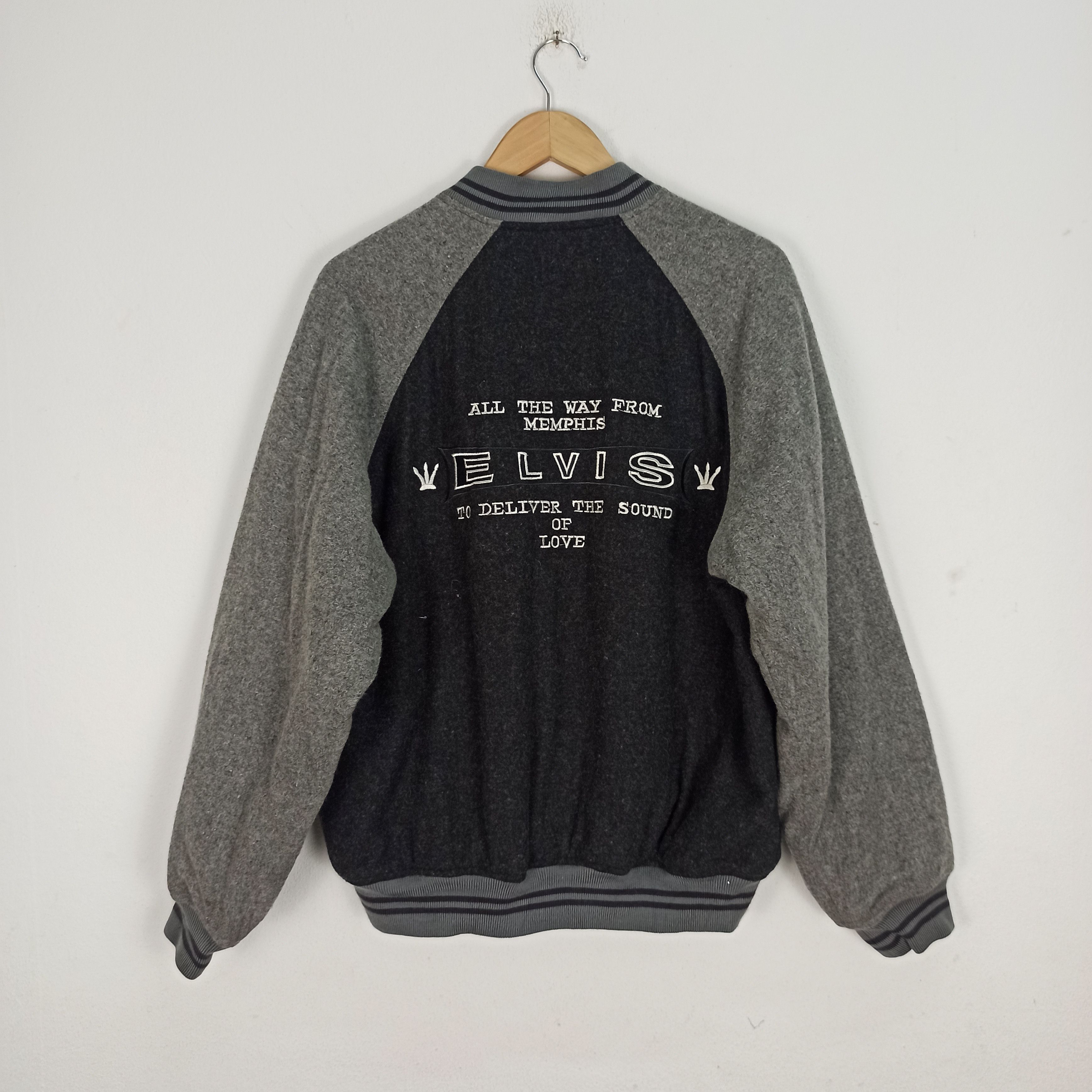Other Vintage 90s Elvis Presley Wool Varsity Jacket Size US L / EU 52-54 / 3 - 2 Thumbnail
