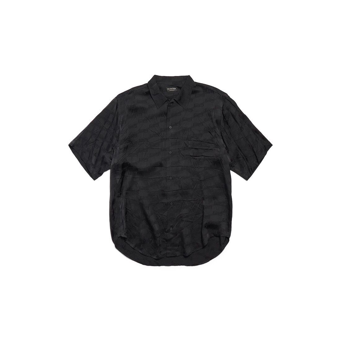 Balenciaga o1srvl11e0526 BB Monogram Minimal Short Sleeve Shirt Black Size US S / EU 44-46 / 1 - 1 Thumbnail