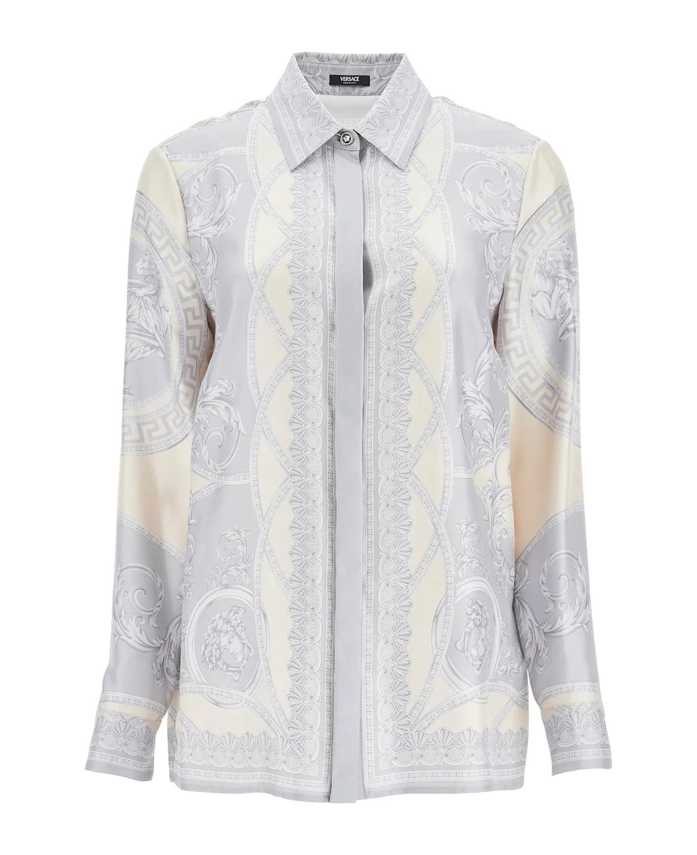 Versace o1y0226 Silk Shirt in Light Gray Size M / US 6-8 / IT 42-44 - 1 Thumbnail