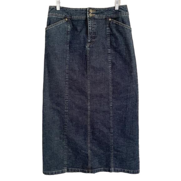 Vintage Vintage Maxi Denim Jean Skirt - 10, LONG BACK SLIT! Size 32" / US 10 / IT 46 - 2 Thumbnail