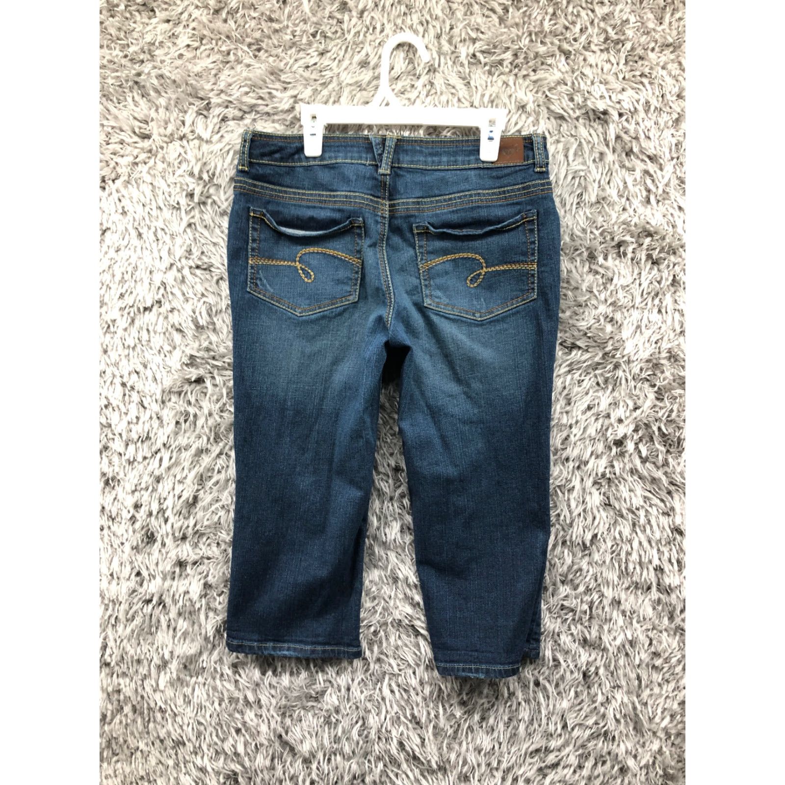 Vintage Justice Simply Low Capri Jeans Size 14 Juniors Dark Wash Blue Denim Womens Regular 5-Pocket Size 36" / US 14 / IT 50 - 6 Thumbnail