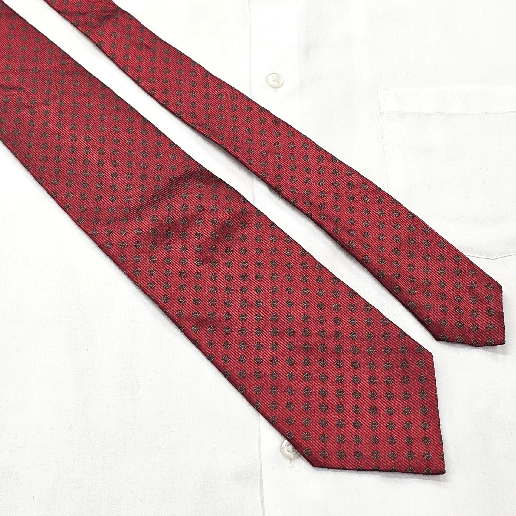 Vintage VINTAGE JZ RICHARDS Necktie Men's Red Silk Tie Geometric Circles 60"X4" Designer Tie Businessmen Style Mens Size ONE SIZE - 4 Thumbnail