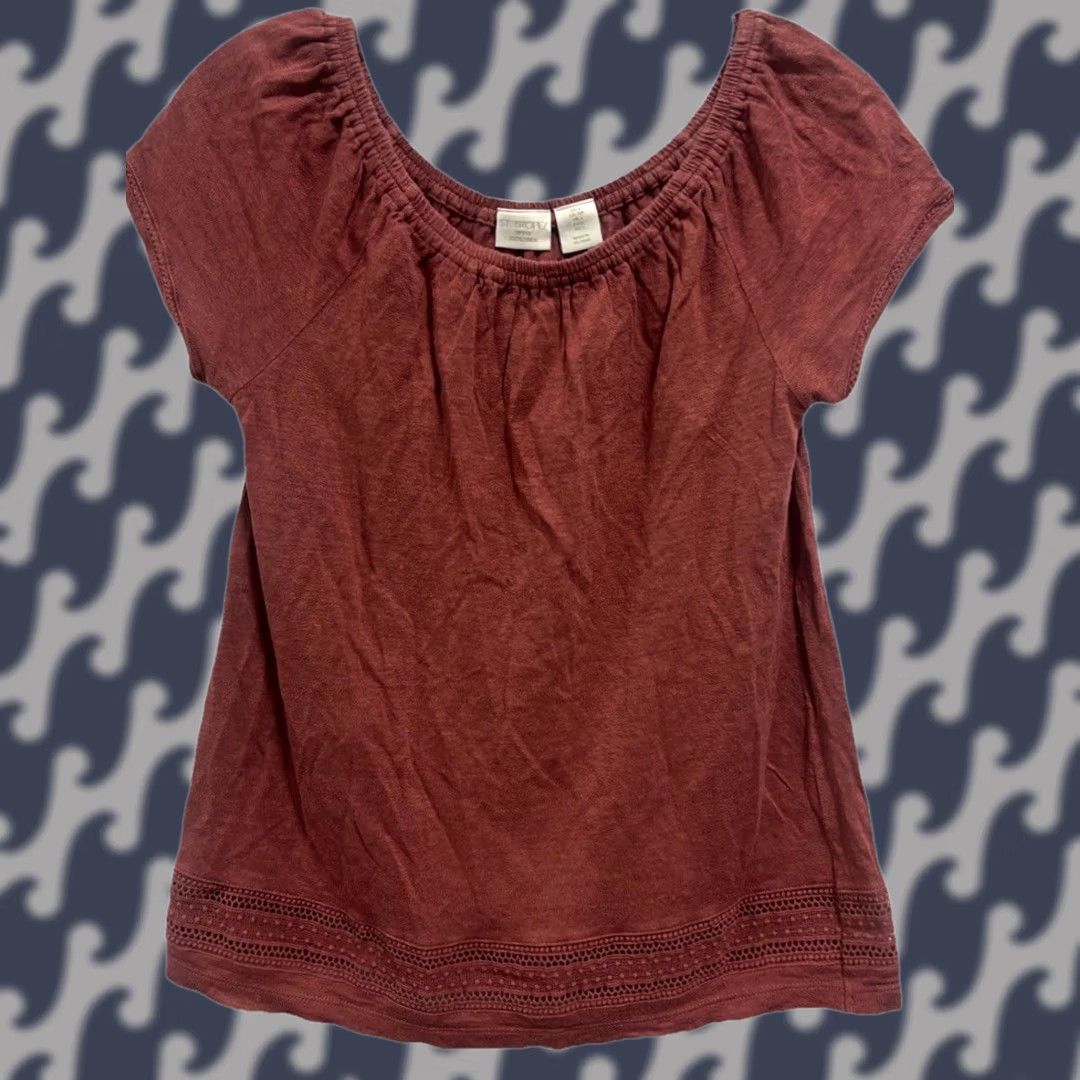 Vintage St. Tropez West 100% Linen Peasant Blouse Women’s S Rust Bohemian Cottagecore Cap Sleeve Crochet Trim Hem Casual Shirt Size S / US 4 / IT 40 - 1 Thumbnail